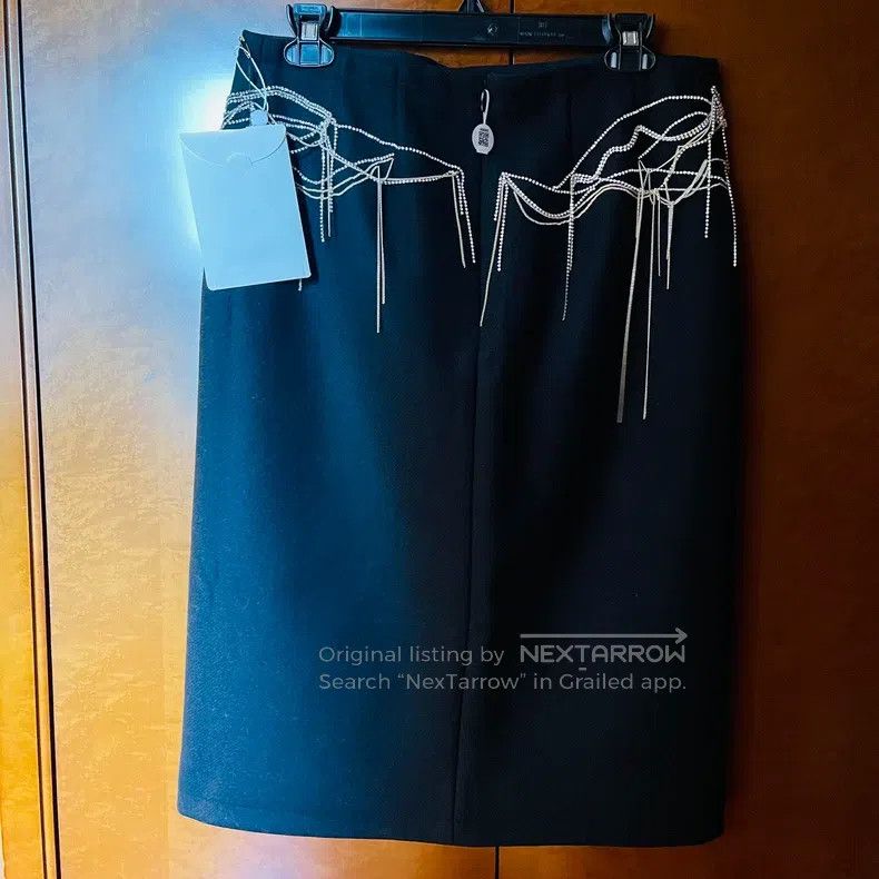 Dries Van Noten Dries Van Noten Wool Black Rhinestone Midi Skirt Size 37" - 5 Thumbnail
