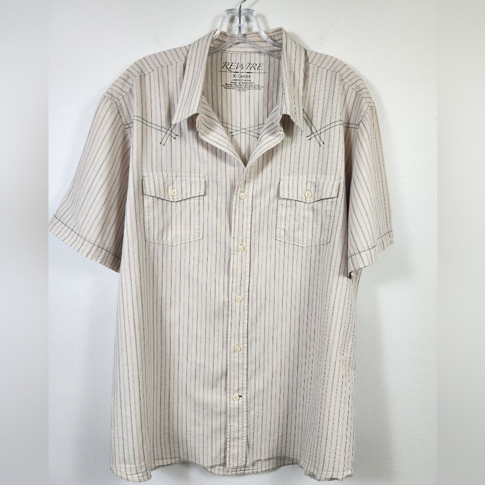Other Rewire Beige Striped Shirt Short Sleeve Retro XL Size US XL / EU 56 / 4 - 4 Thumbnail