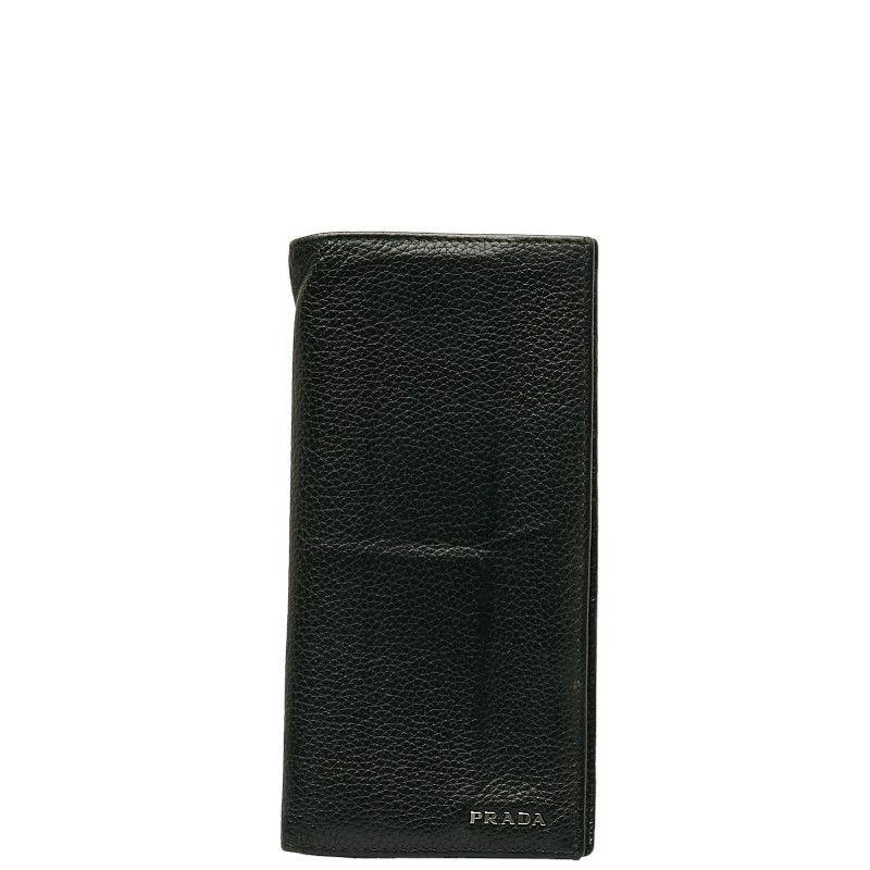 image of Prada Leather Bifold Wallet in Black, Women's