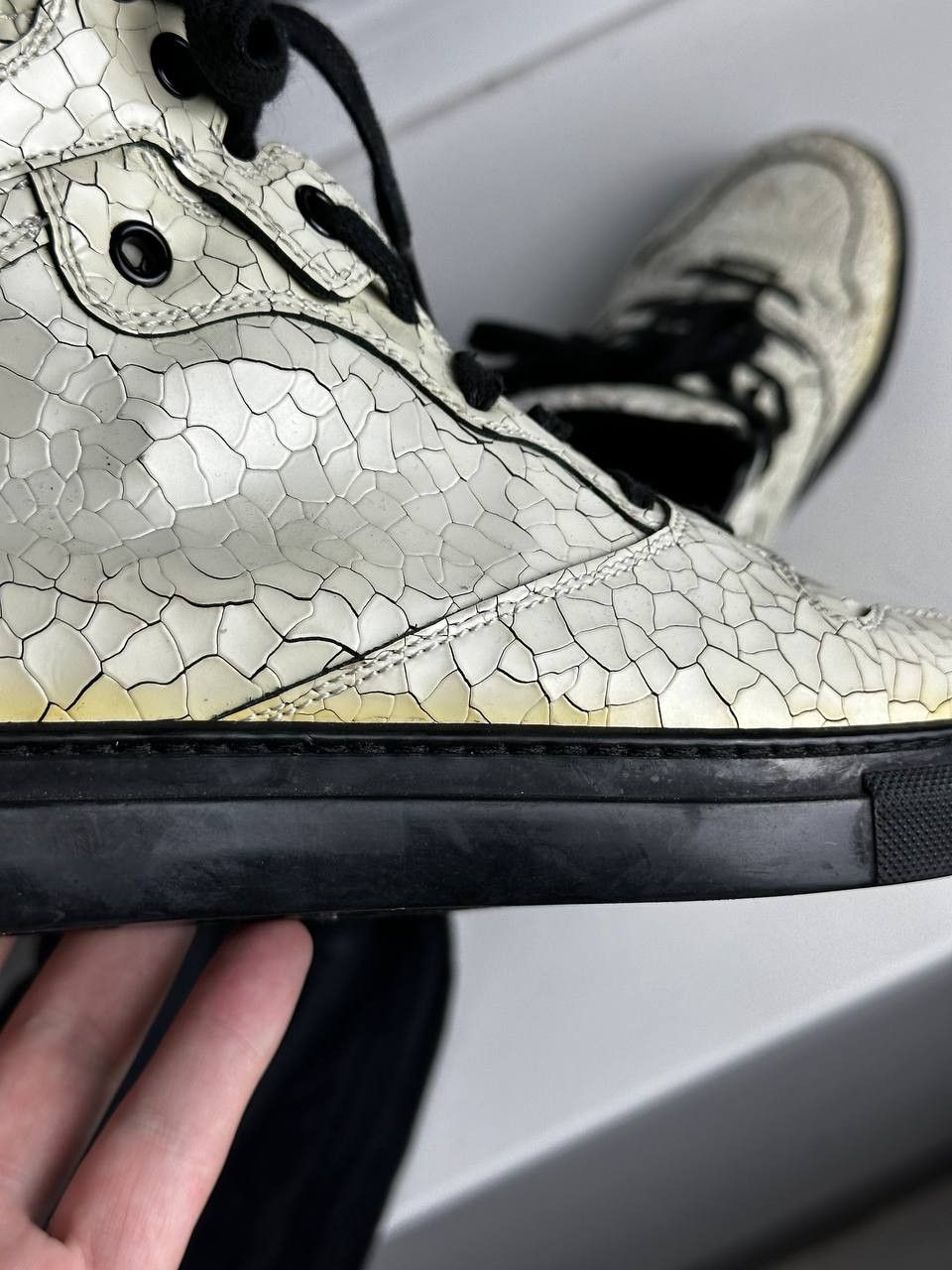 Balenciaga Balenciaga High Top Trainers Snake Skin Cracked Size 7.5 Size US 7.5 / EU 40-41 - 15 Thumbnail