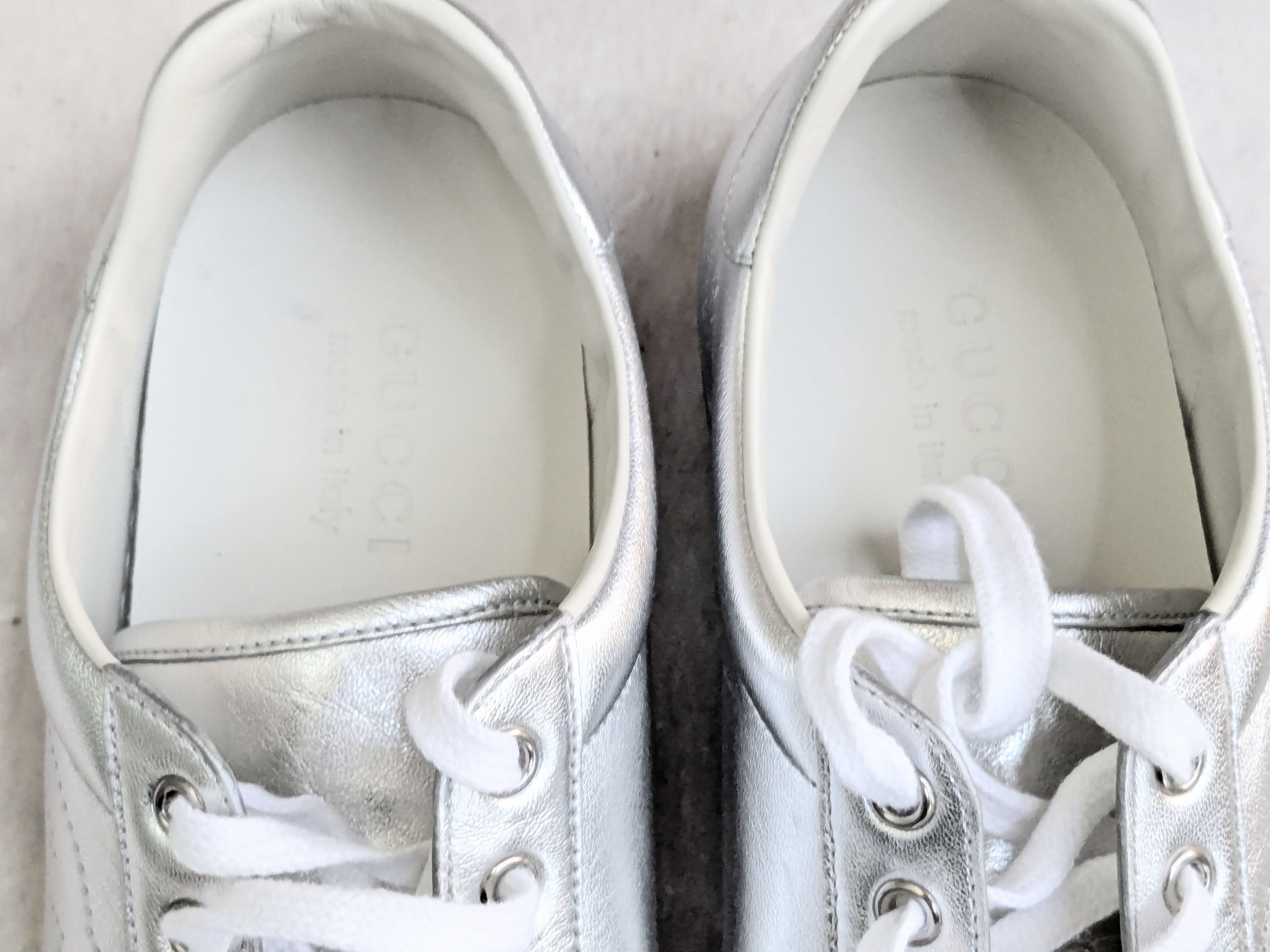 Gucci Gucci Ace Sneakers 8.5 Silver Leather Low Logo Size US 8.5 / EU 41-42 - 5 Thumbnail