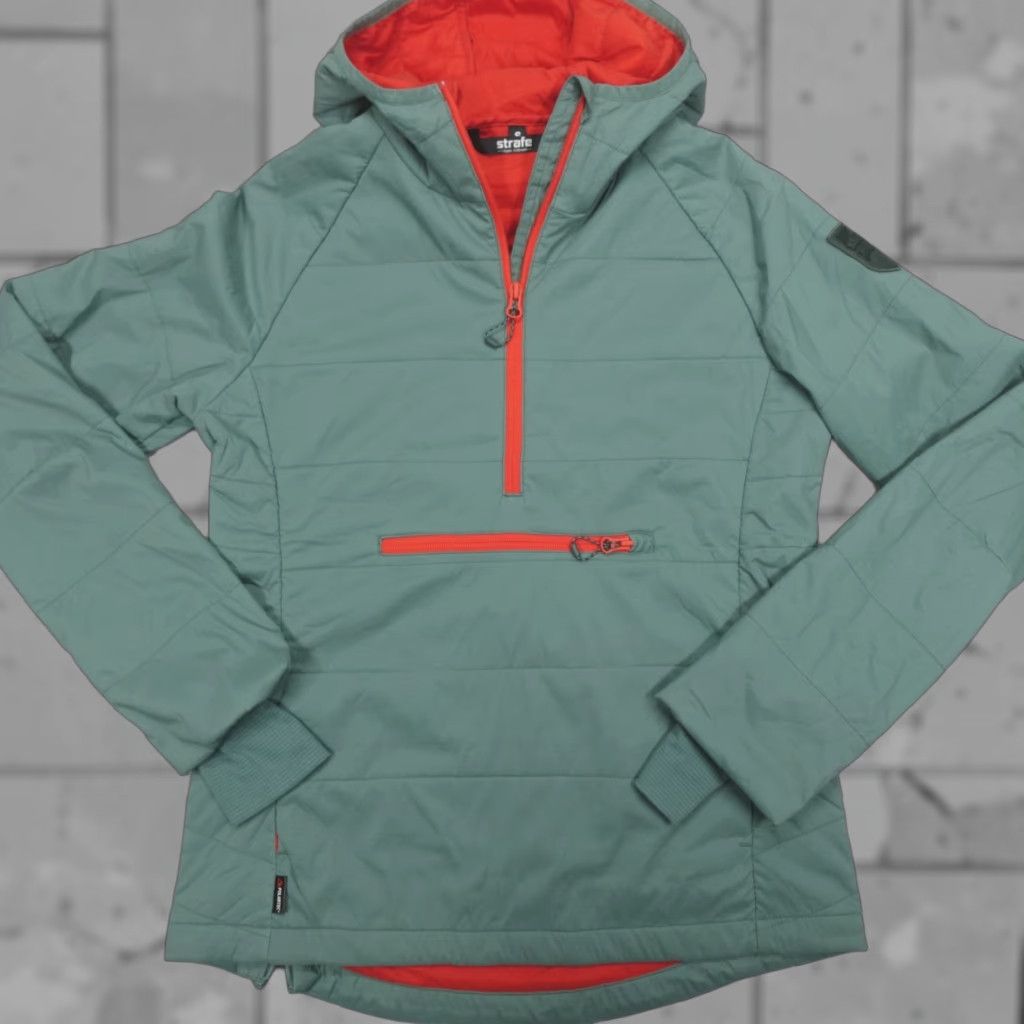 Vintage Strafe Sunnyside Alpha Anorak Puffer Women's Size S 1/2 Zip Hooded Green Red Jacket Size S / US 4 / IT 40 - 1 Thumbnail
