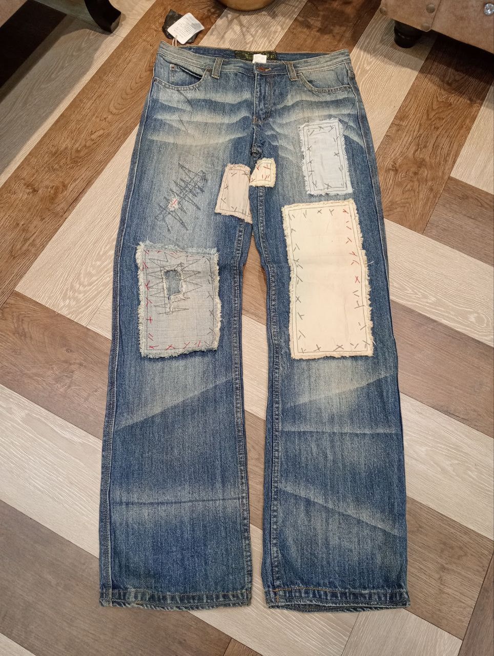 Japanese Brand JAPANESE OUTBALL WEST PATCHWORK DISTRESSED JEANS Size US 33 - 2 Thumbnail