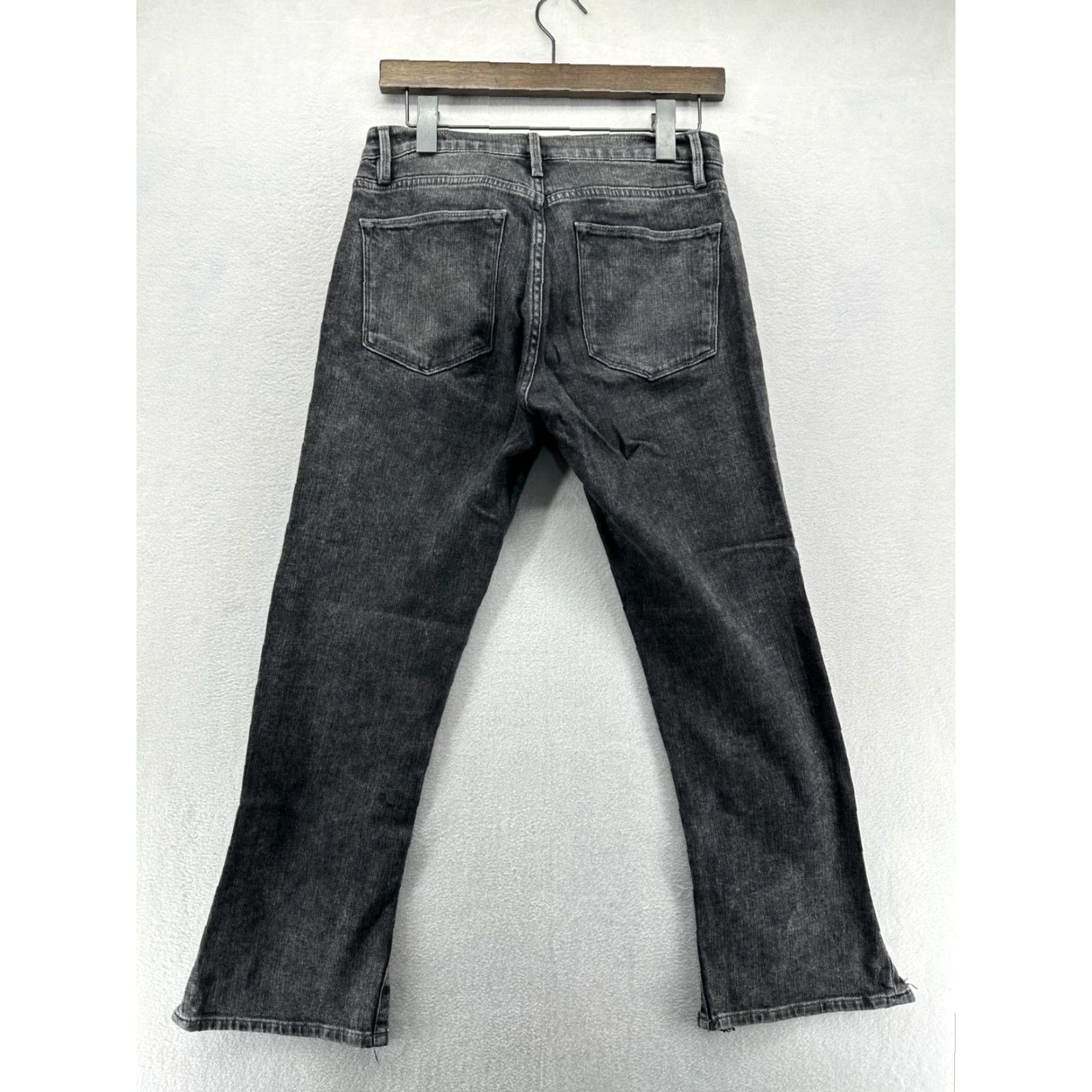 Frame VINTAGE FRAME Le High Straight Black Acid Washed Jeans Cropped Distressed Size 26 Women Jeans Distressed 27in Inseam Size 26 Size 26" / US 2 / IT 38 - 6 Thumbnail