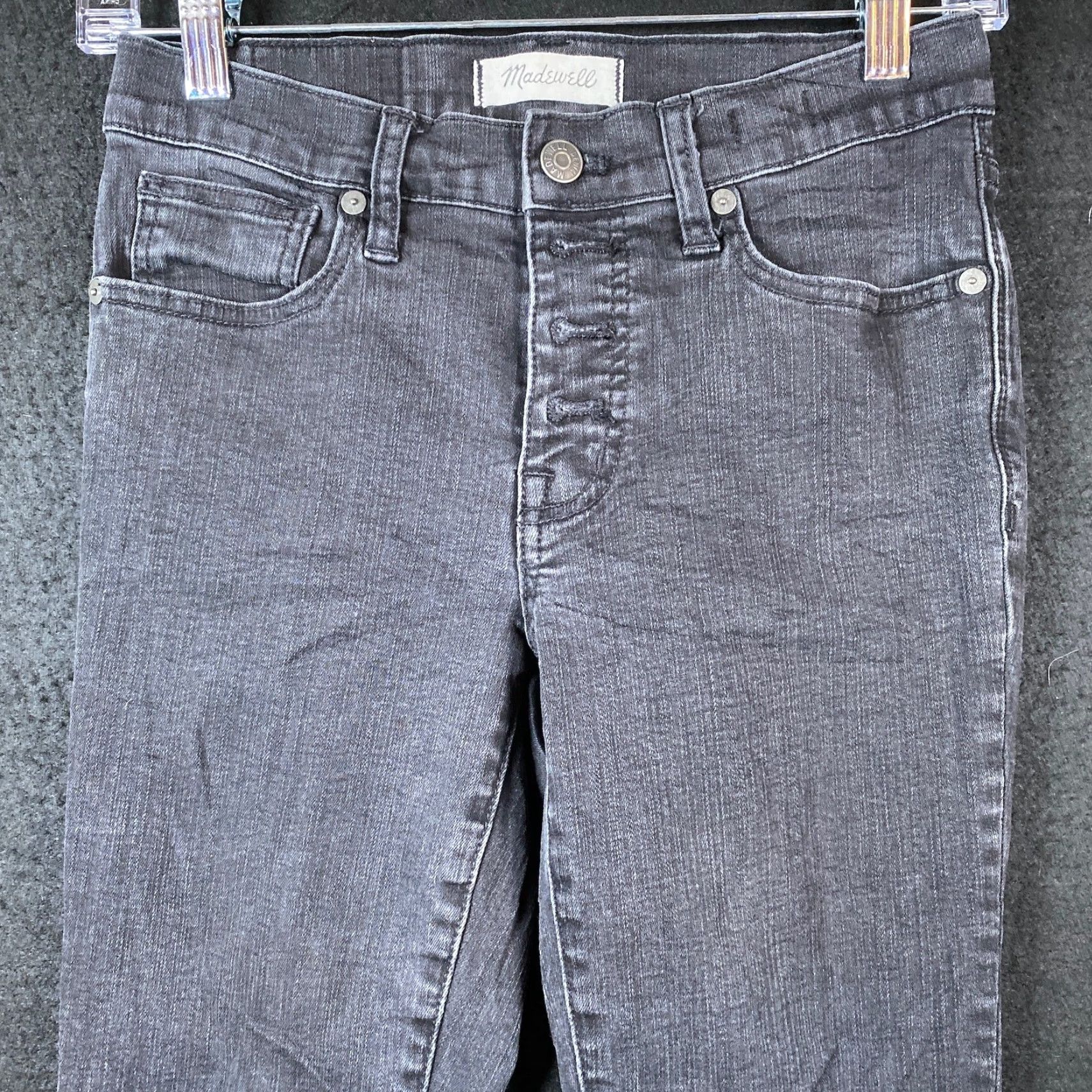Madewell Madewell Womens Jeans Black Denim 9" High Rise Skinny Button Fly Stretch 25P Size 42" / US 20 - 2 Thumbnail