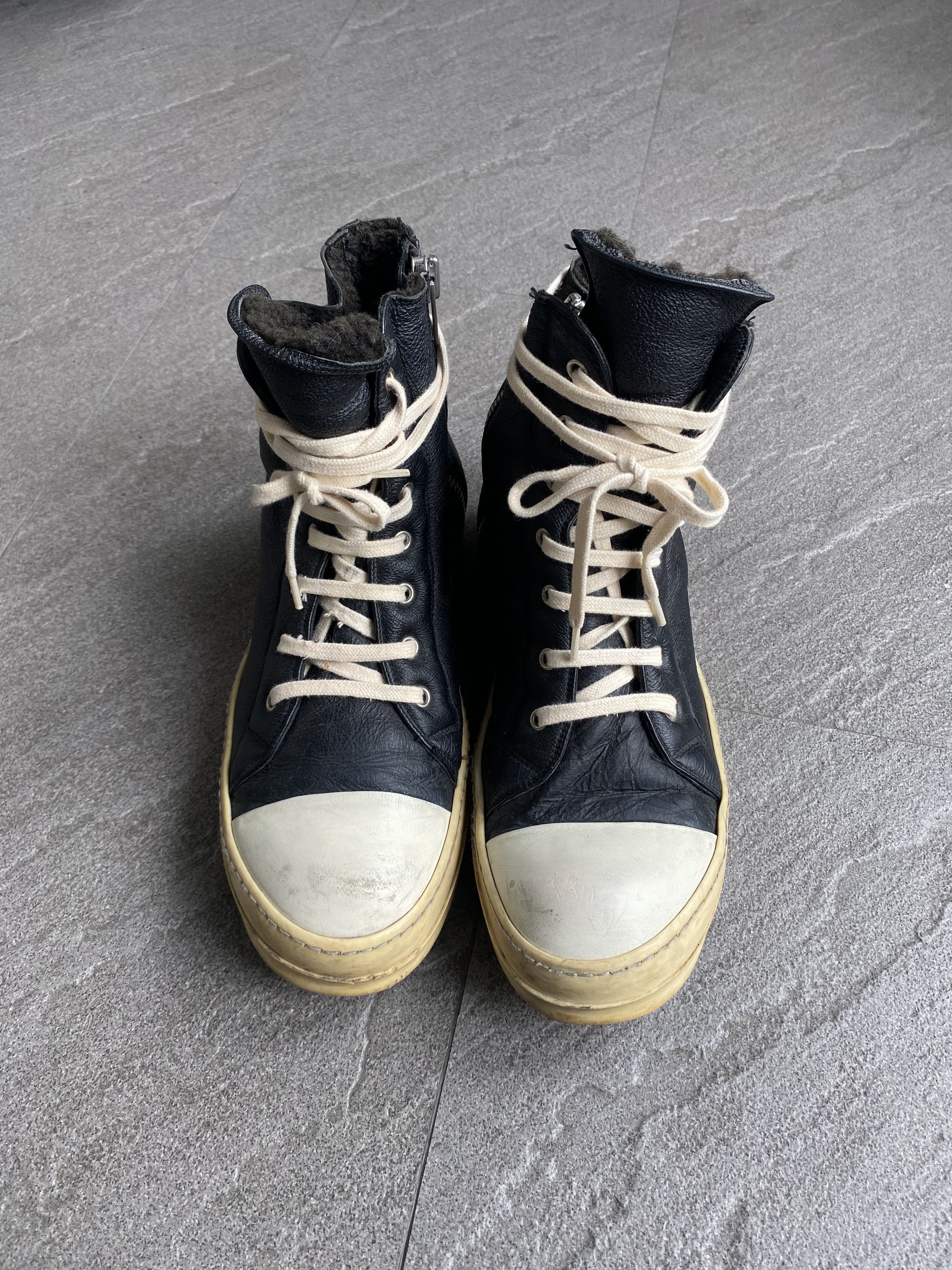 Rick Owens Rick Owens Ramones High Black Leather Milk EU42 Size US 9 / EU 42 - 7 Thumbnail