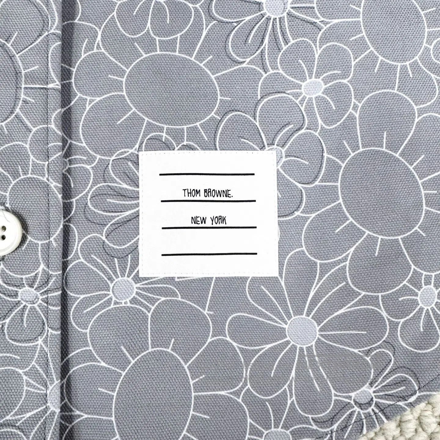 Thom Browne Thom Browne Grey Sketch Sunflower Full-Print Pocket Shirt Size US XS / EU 42 / 0 - 4 Thumbnail