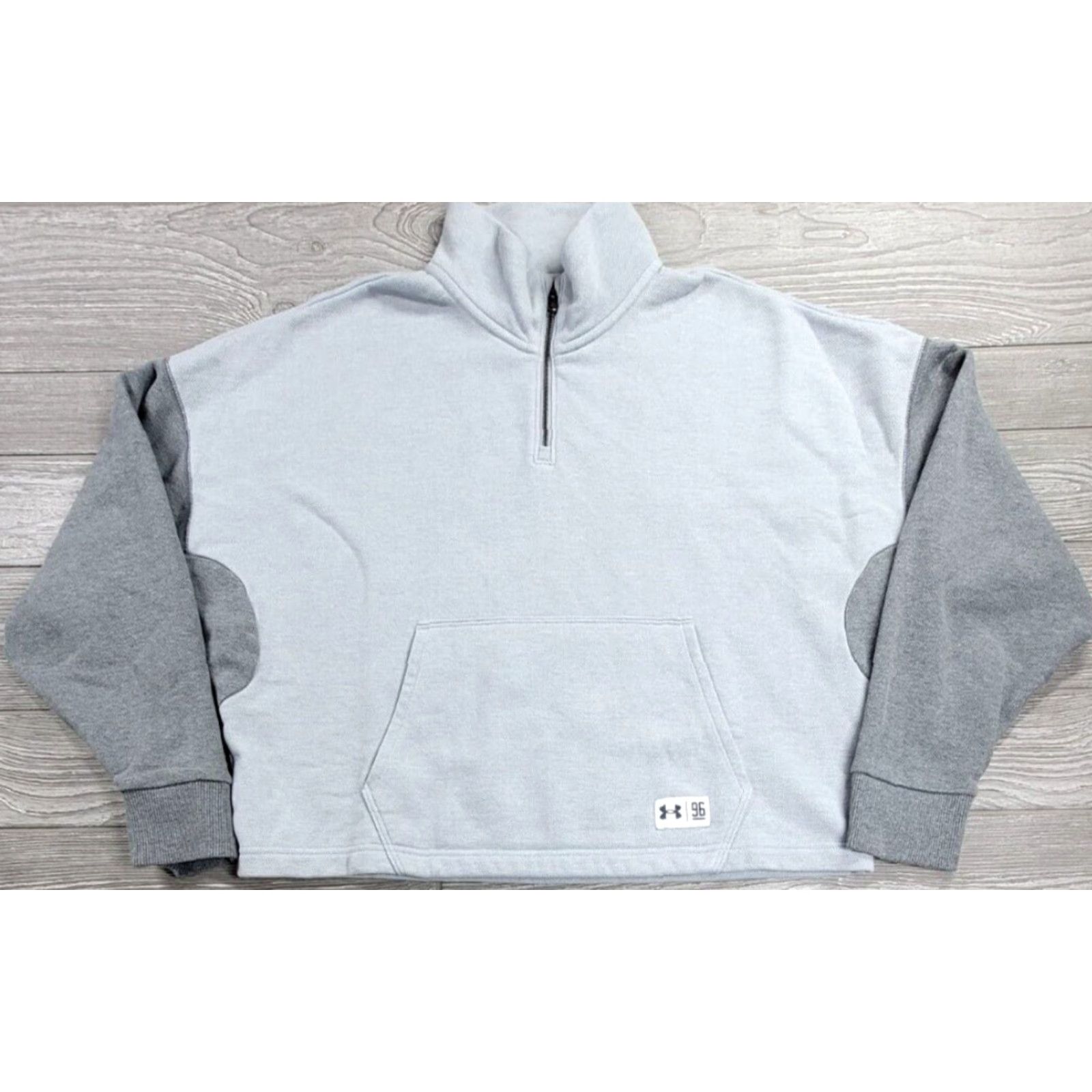 Under Armour Under Armour Women Fleece Playback Pullover 1/4 Zip S Light Blue Gray Colorblock Shirt Womens/S Size S / US 4 / IT 40 - 2 Thumbnail
