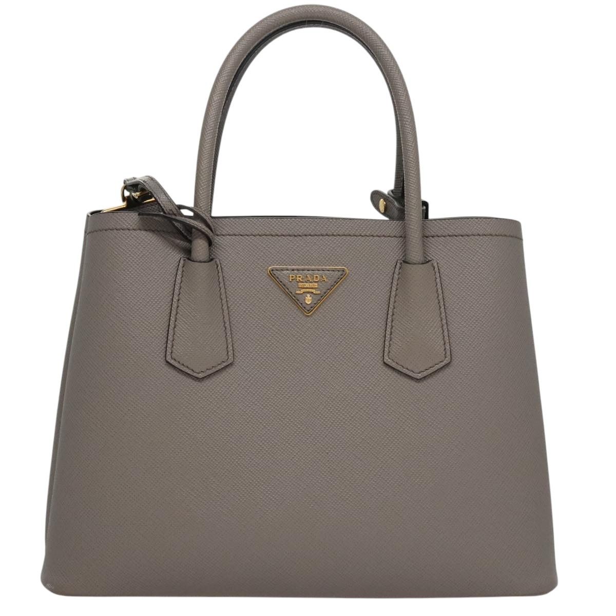 Double Grey Leather Handbag (Pre-Owned)