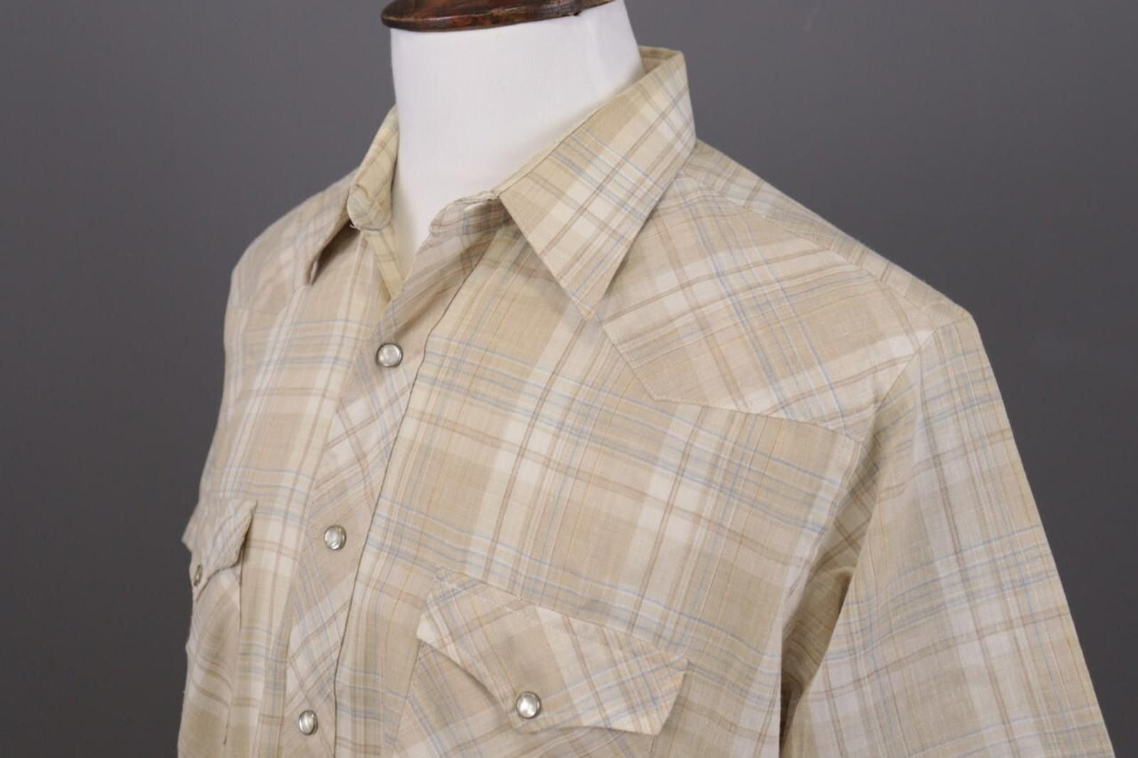 Wrangler Vintage Wrangler Beige Check Snap Western Shirt Size 17 Size US M / EU 48-50 / 2 - 7 Thumbnail
