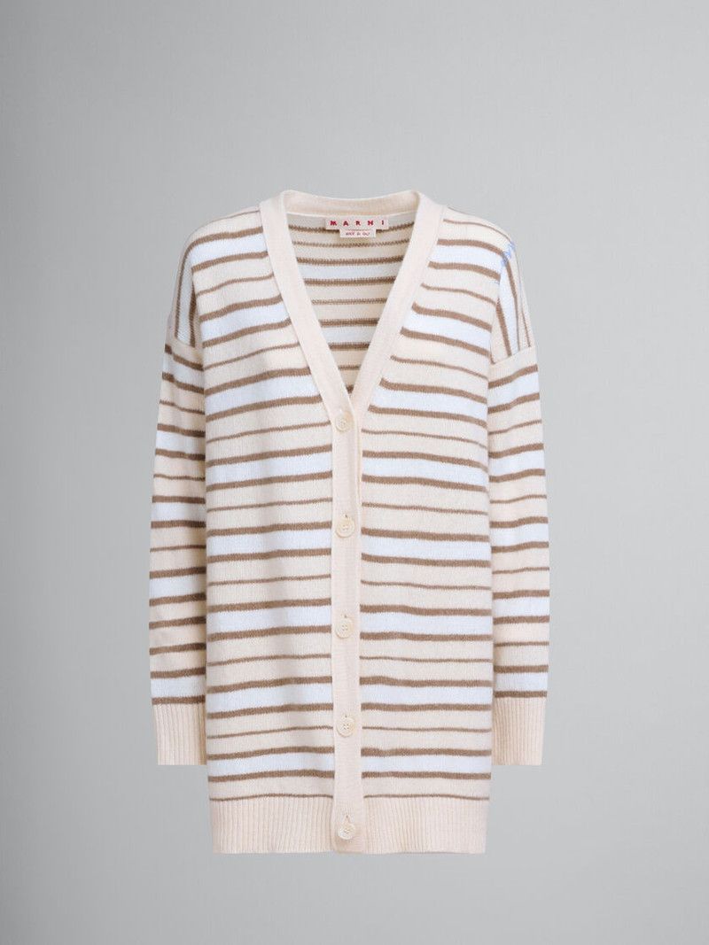 Marni o1w1db10426 Cashmere Blend Cardigan in Beige Size S / US 4 / IT 40 - 1 Thumbnail