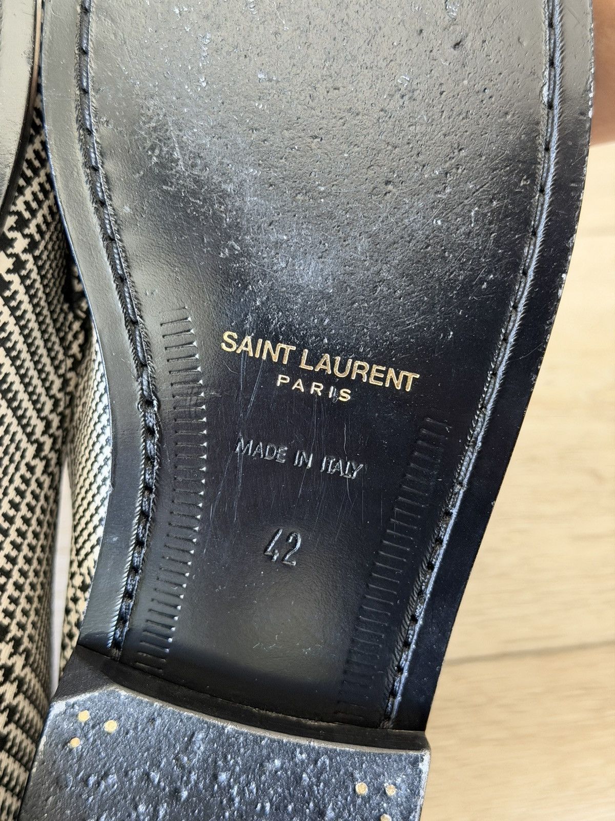 Saint Laurent Paris Houndstooth Leather Loafers 42 Size US 9 / EU 42 - 8 Thumbnail