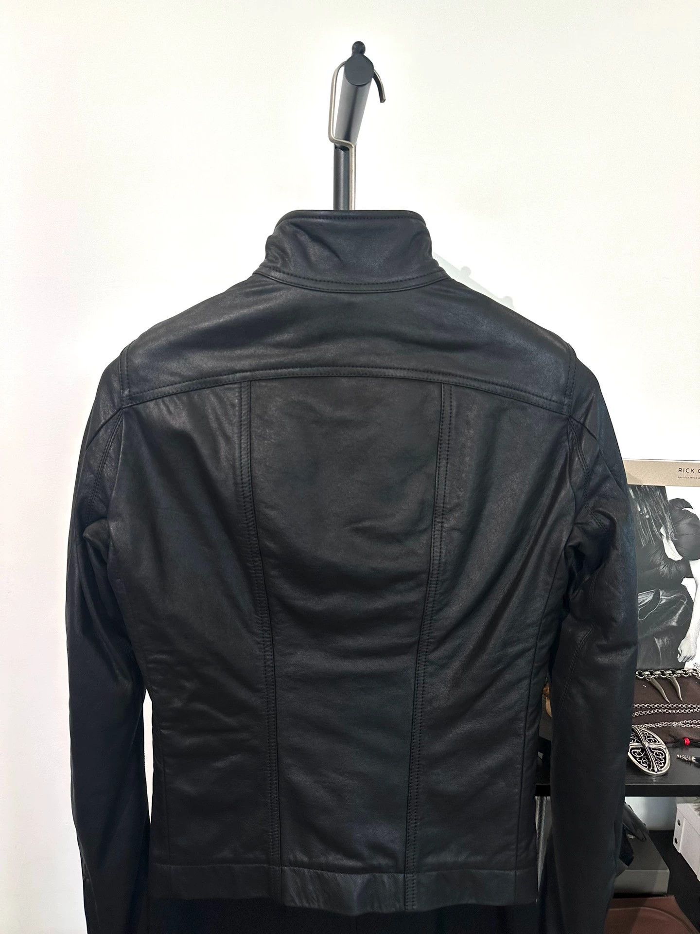 Rick Owens Rick Owens Cow Leather & Wool Mid-Length Coat 46 Size US S / EU 44-46 / 1 - 4 Thumbnail