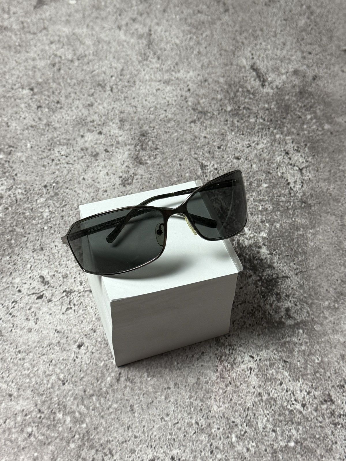 Prada Prada Sunglasses 2006 Vintage Black Grey Wrap Metal PR58GS Size ONE SIZE - 1 Thumbnail