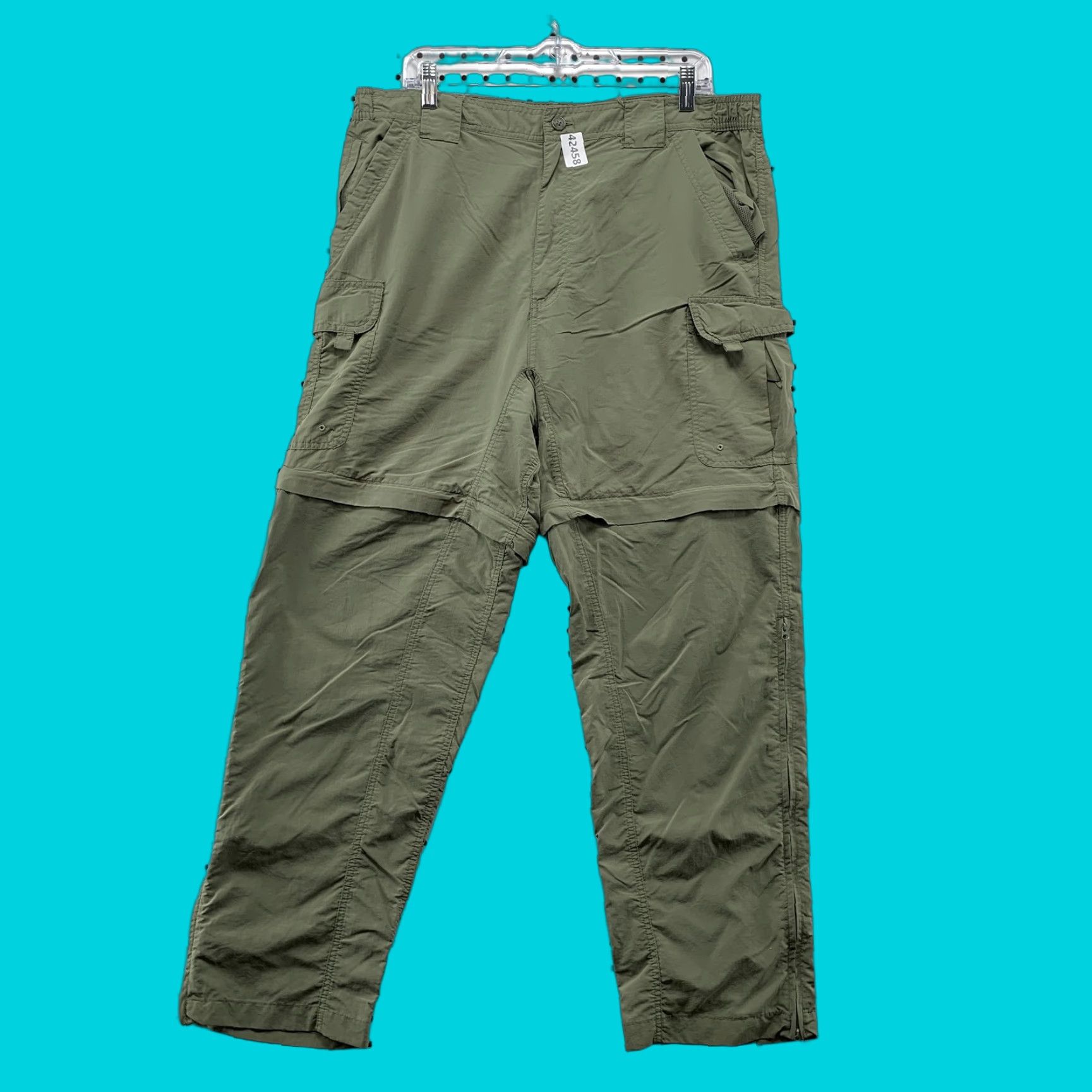 Vintage World Wide Sportsman Pants Men Large Green Convertible Hiking Cargo 36x29 Regular Inseam 29" Outdoor Summer Fall Spring Mens Size US 33 - 1 Thumbnail