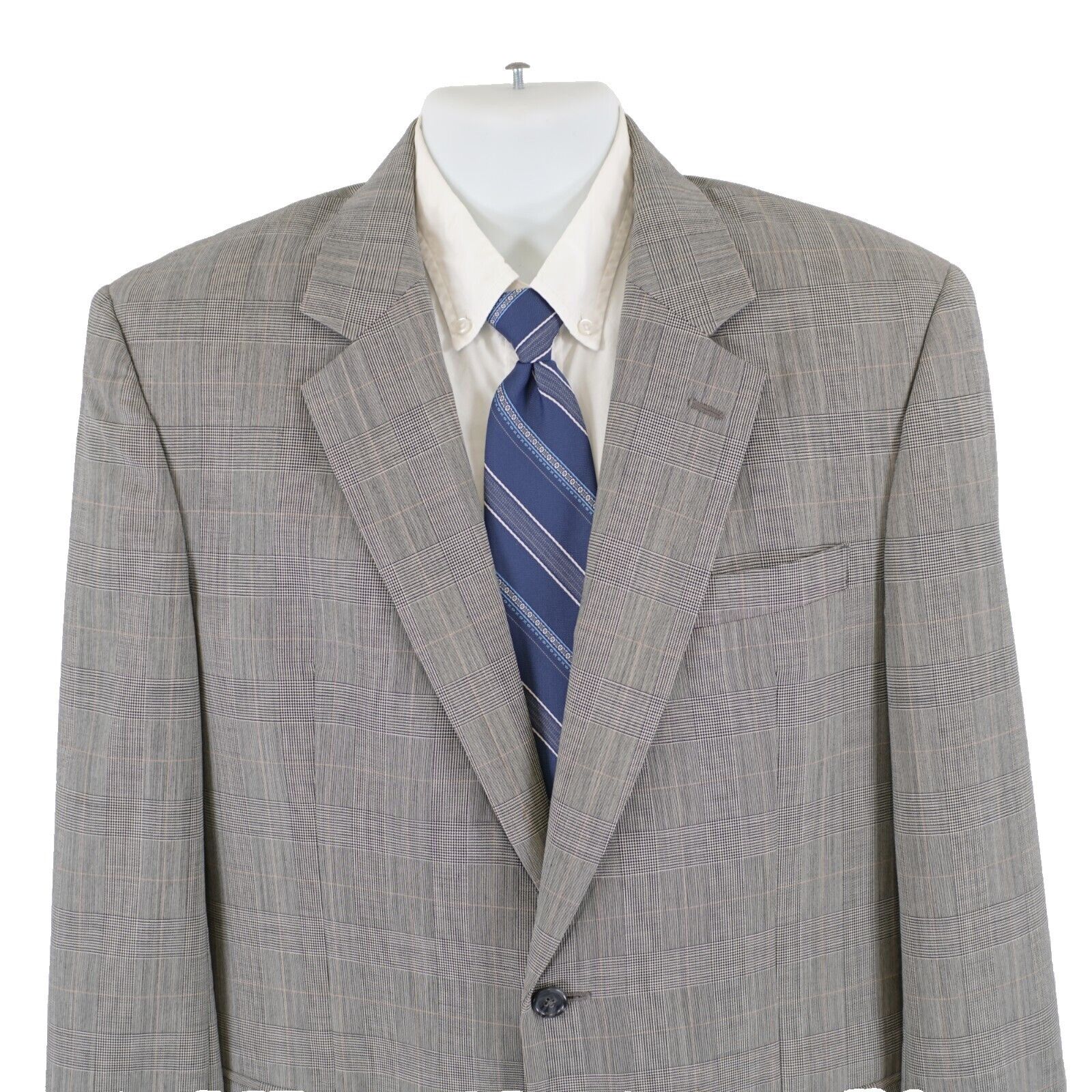 Jos. A. Bank Jos A Bank Wool Cream Black Plaid W/ Orange Windowpane Sport Size 42L - 1 Thumbnail