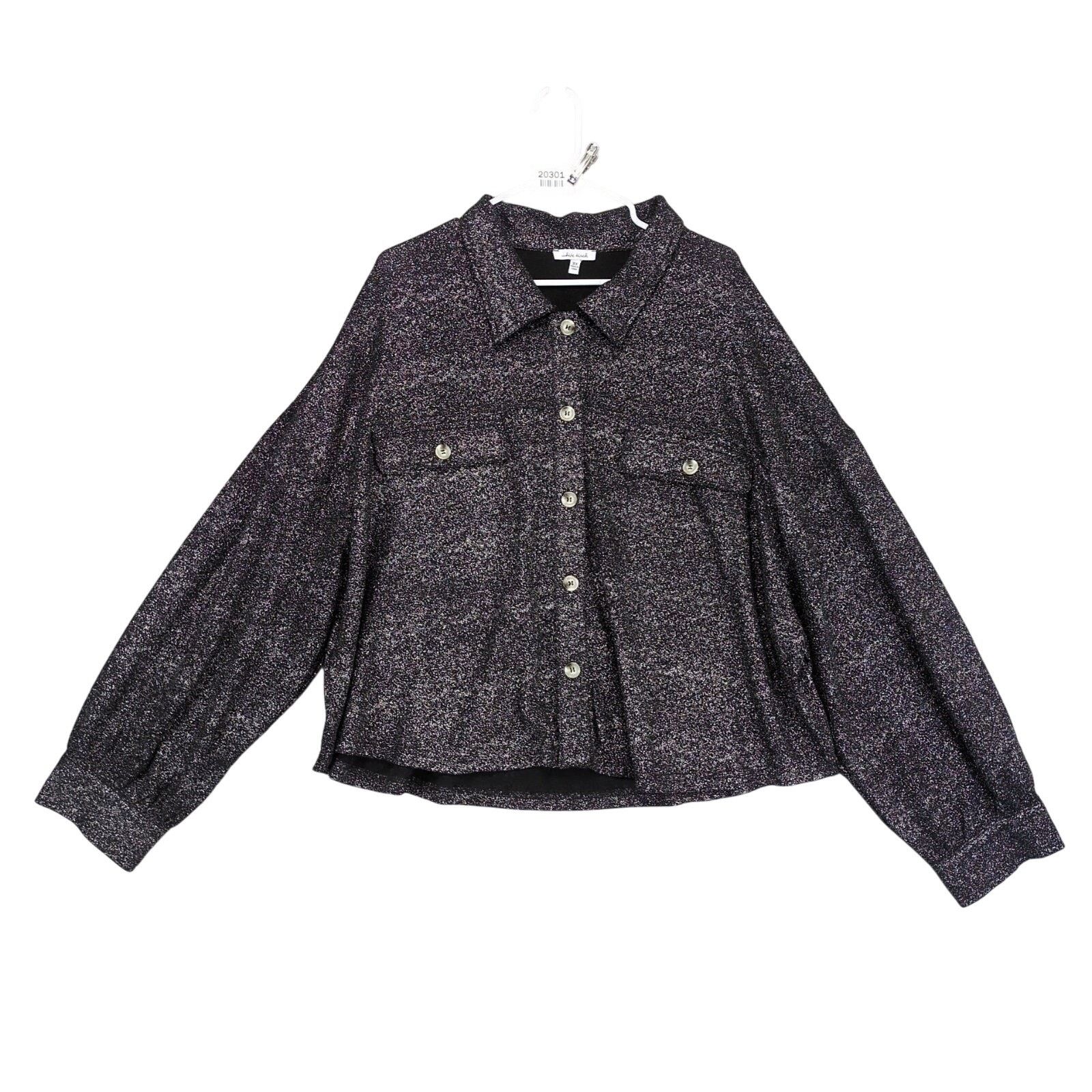 Other White Birch Women's 3X Black Metallic Silver Button Up Shirt Size 3XL / US 20-22 - 1 Thumbnail