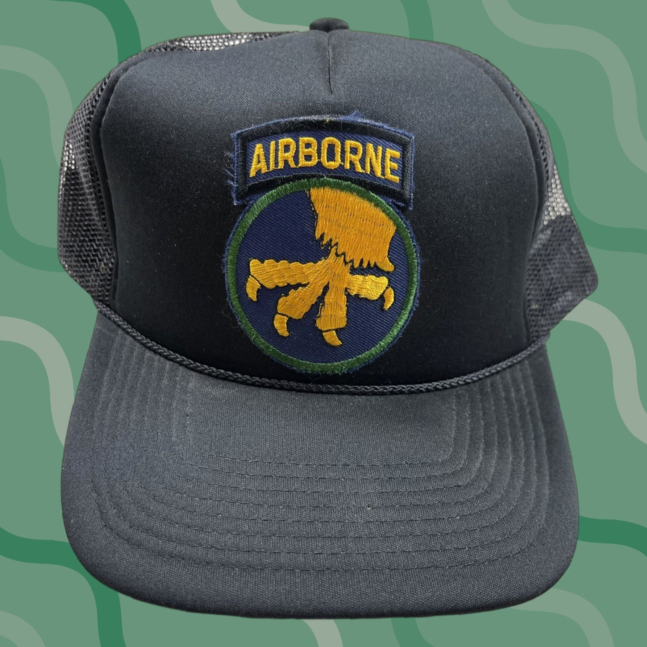 Vintage VINTAGE Sansun AirBorne Patch Snapback Trucker Hat Brigade Sky Soldiers Military Flight Adjustable Black Men Hat Mens Size ONE SIZE - 1 Thumbnail