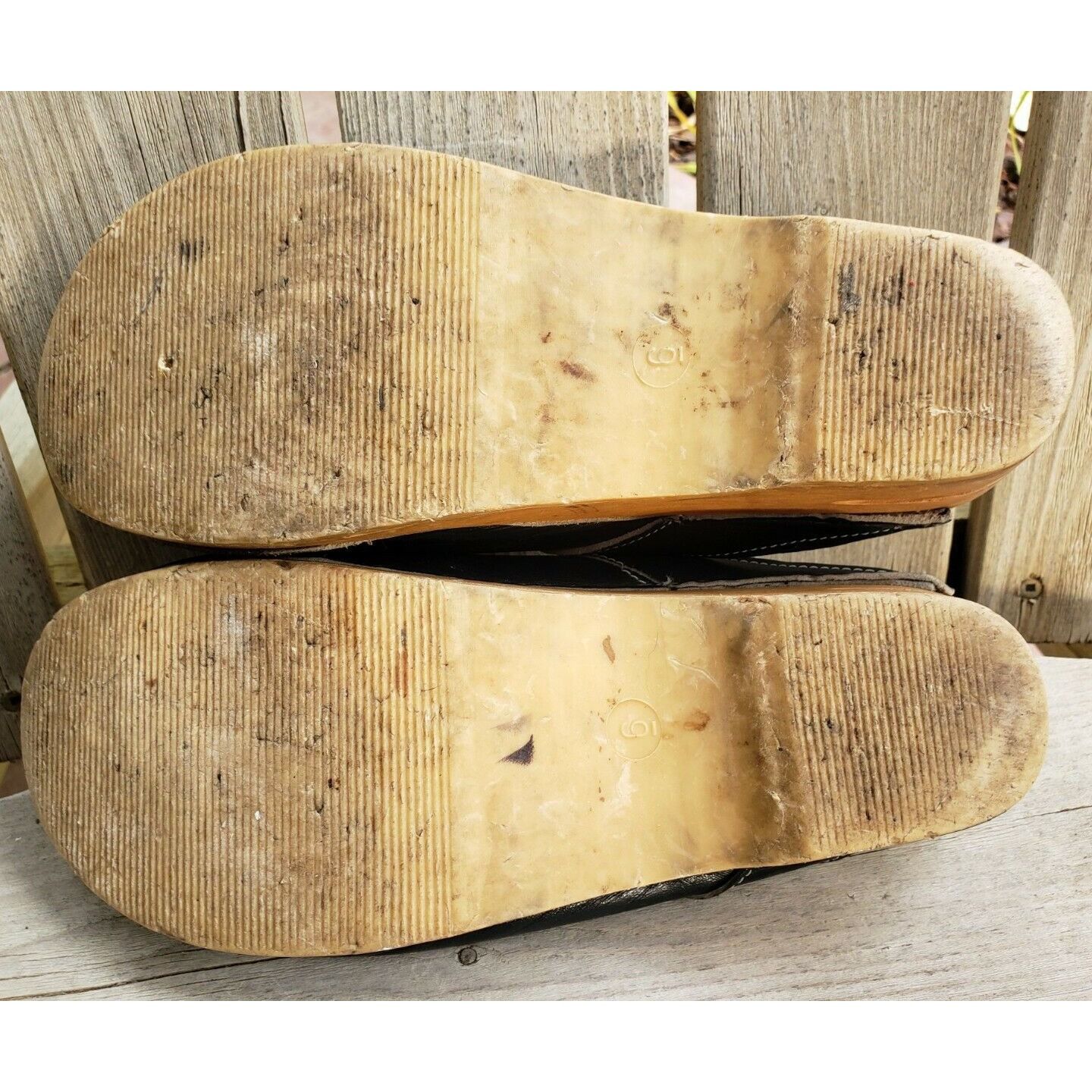 Vintage 70s Leather Wood Clogs Womens Sz 6 Blue Mules Festival Vinta Size US 6 / IT 36 - 7 Thumbnail