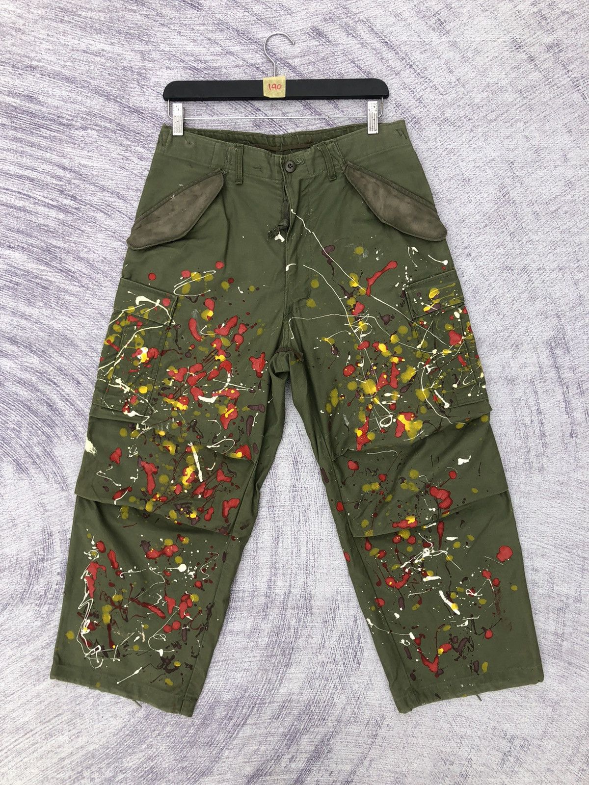 Designer × Vintage Very Rare Cargo Pants Art Colour Paint W30 x L37 Size US 30 / EU 46 - 1 Thumbnail