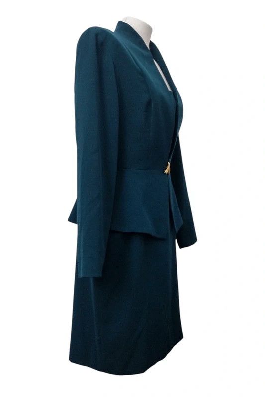 Evan Picone Vintage EVAN-PICONE Emerald Peplum Dress 80s90s MobWife Size L / US 10 / IT 46 - 5 Thumbnail