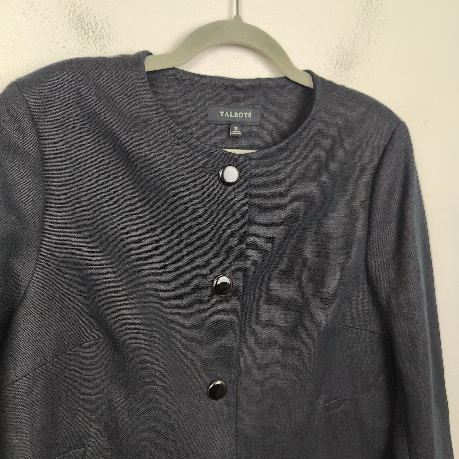 Other Talbots Linen Jacket Womens 12 Black Blazer Preppy Size XL / US 12-14 / IT 48-50 - 2 Thumbnail