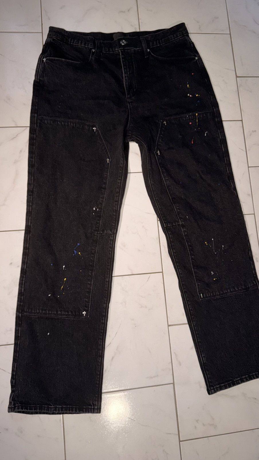Rta Rta Ricardo Black Tri Paint Jeans Size US 36 / EU 52 - 1 Thumbnail