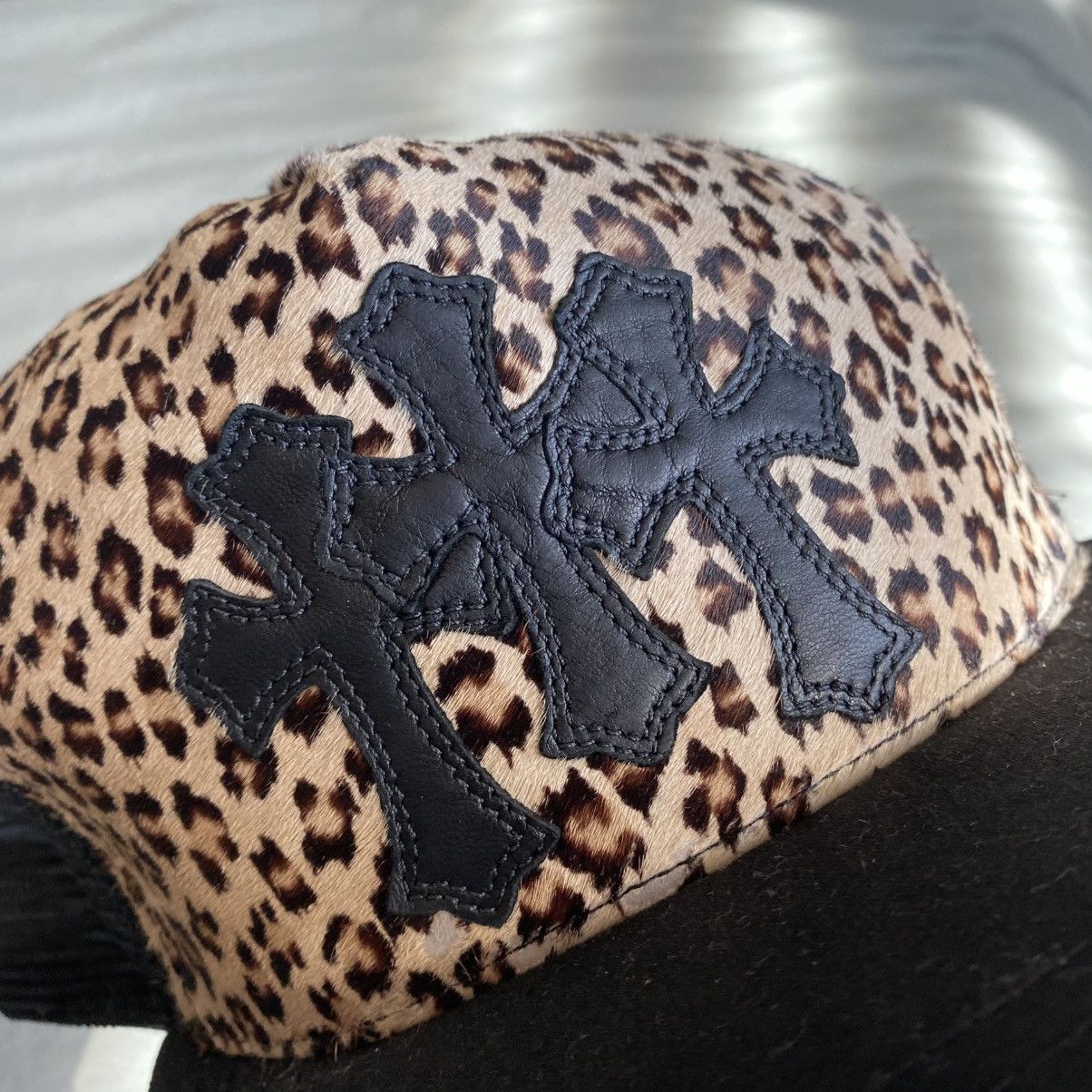 Chrome Hearts Chrome Hearts Leopard Pony Hair Triple Cross Patch Hat Size ONE SIZE - 3 Thumbnail