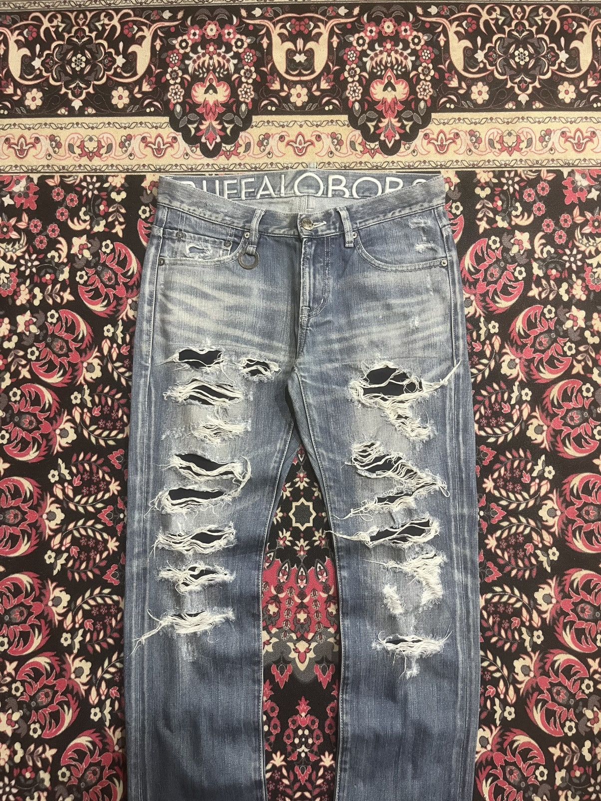BUFFALO BOBS Japanese Brand Buffalo Bobs Trashed Ripped Skinny Fit Jeans Size US 32 / EU 48 - 3 Thumbnail