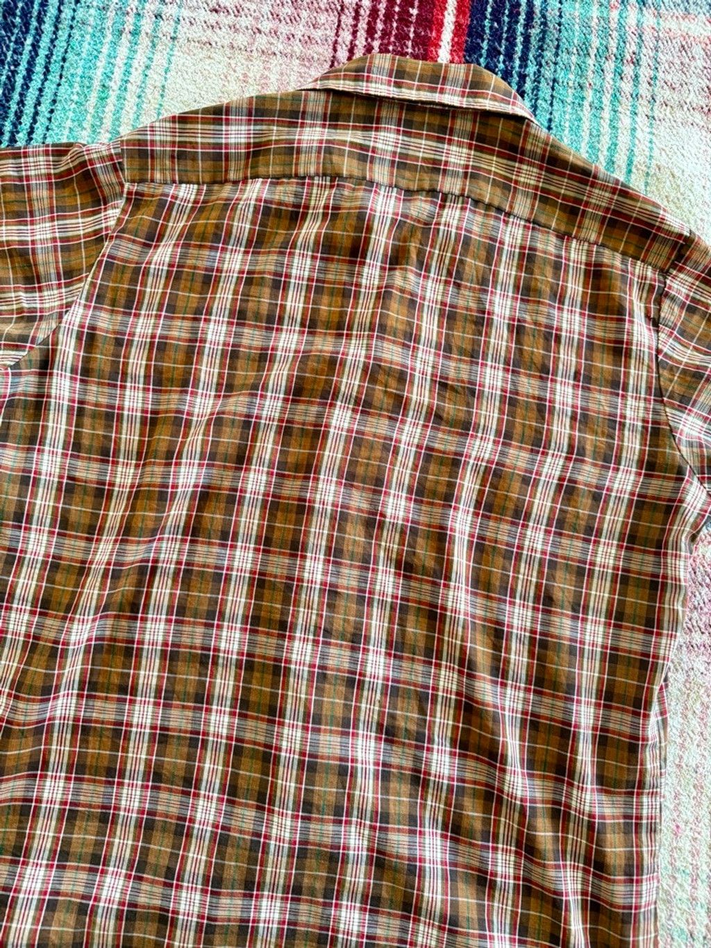 JCPenney Men's 70s JCPenney Plaid Button Down Shirt L Brown Red Size US L / EU 52-54 / 3 - 4 Thumbnail