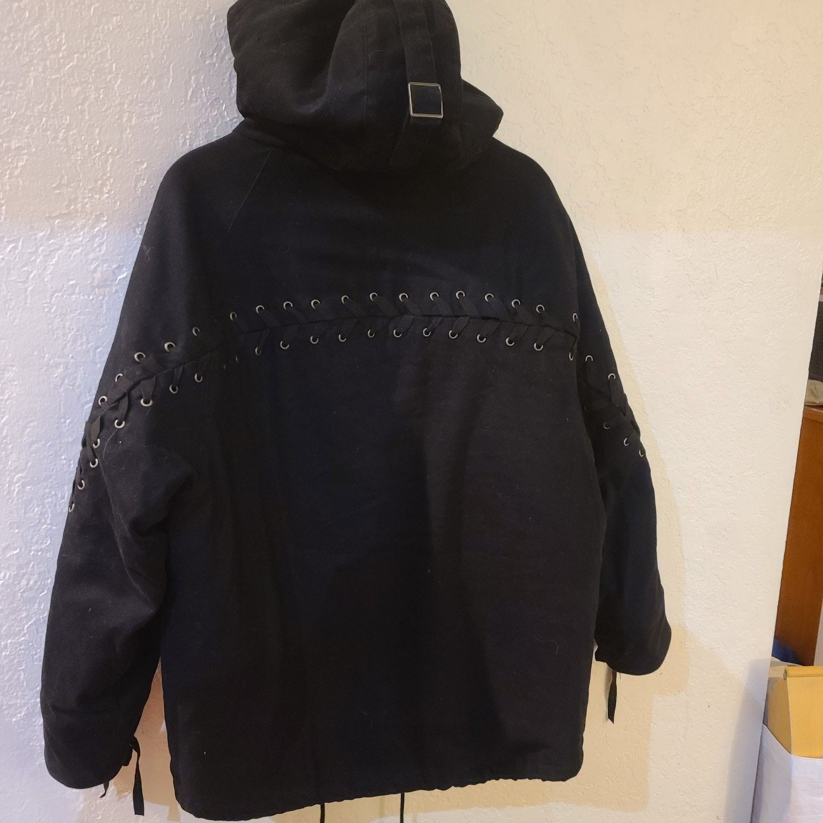 Maje Maje Parka Coat Jacket 40 Black Grillona Model Leather Trim Size S / US 4 / IT 40 - 3 Thumbnail