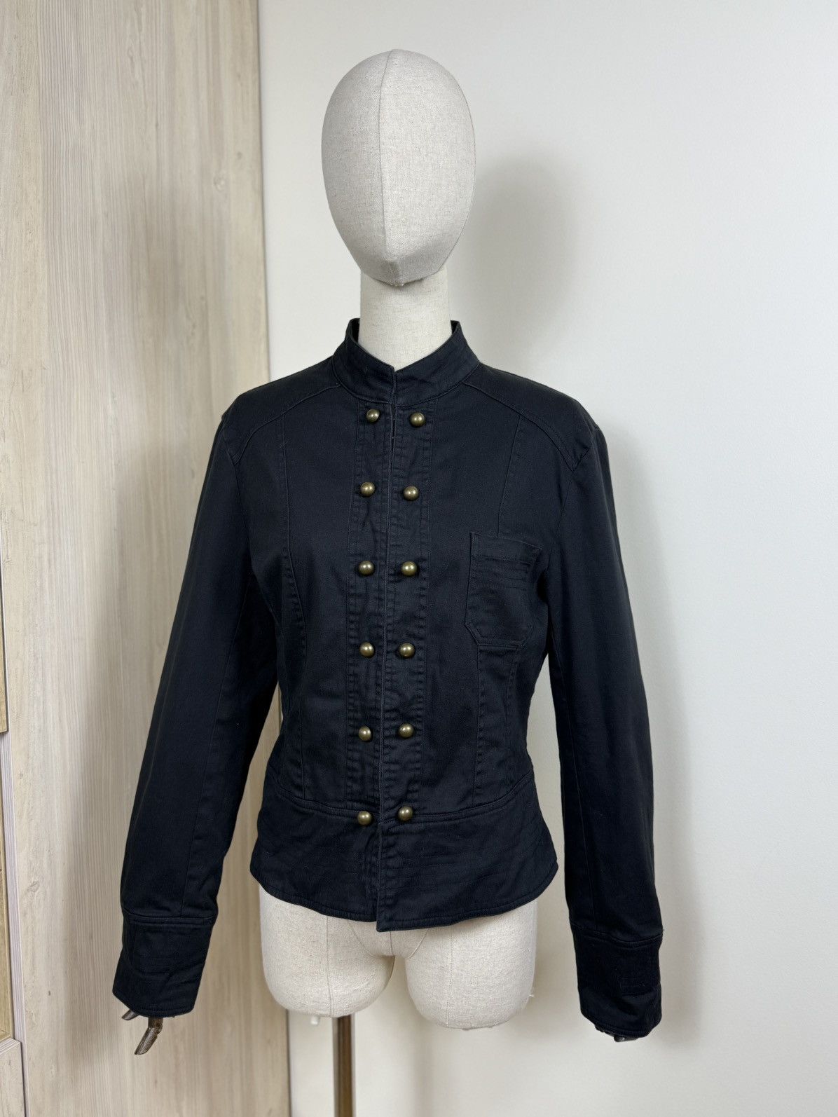 Other Vintage Military Style Black Cotton Jacket – Brass Buttons Size L / US 10 / IT 46 - 1 Thumbnail