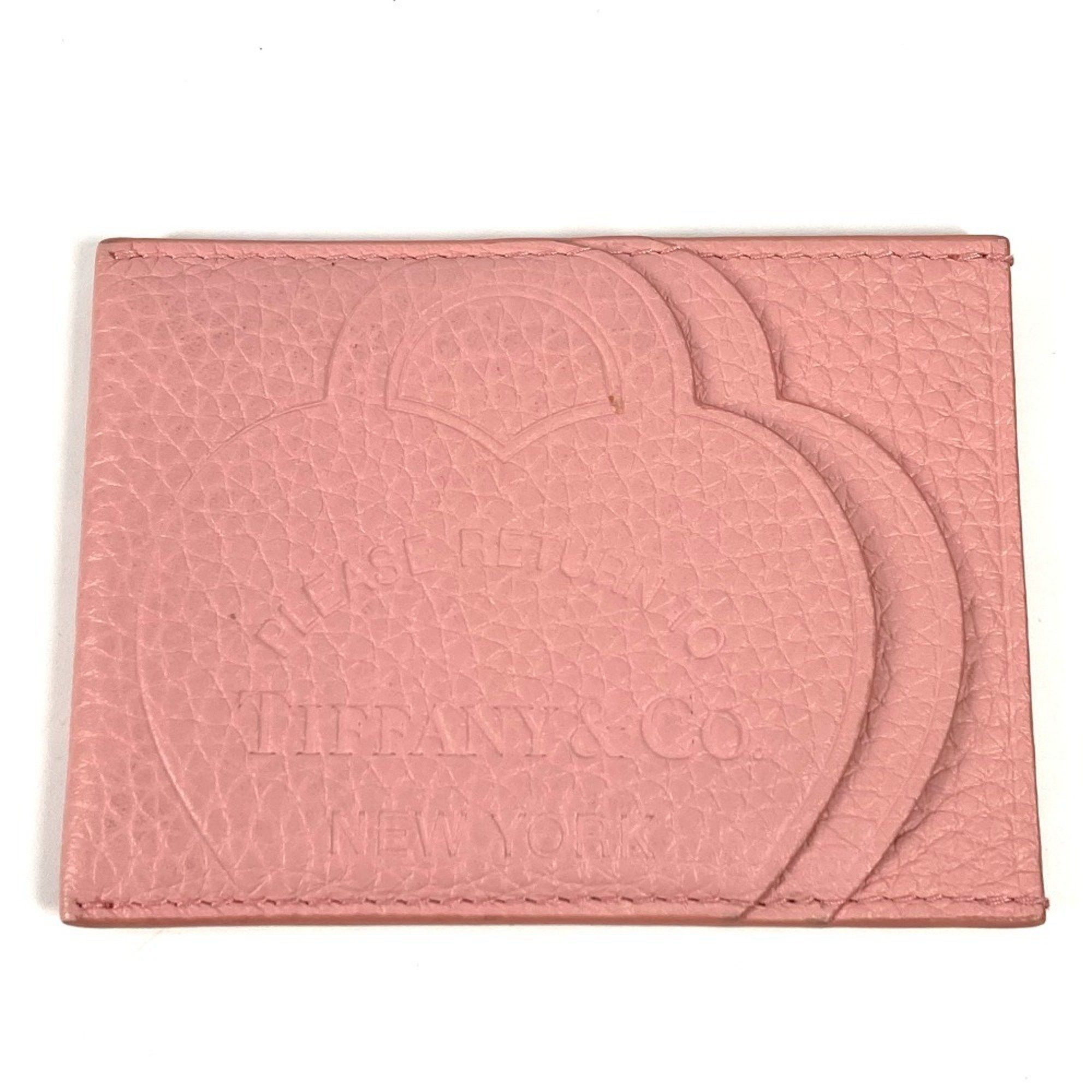 Tiffany & Co. TIFFANY&Co. Tiffany Heart Logo Return to Business Card Holder Pass Case Holder/Card Leather Women's Pink Like New Size ONE SIZE - 1 Thumbnail