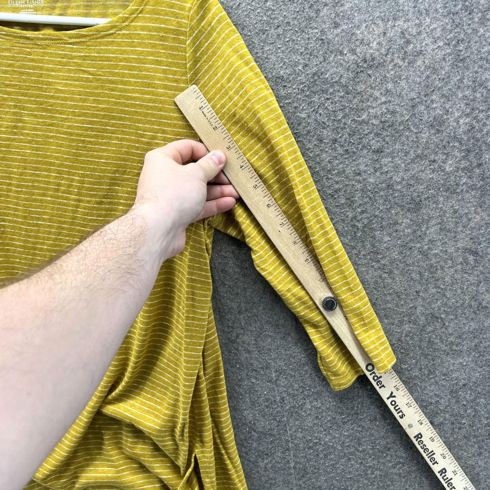 Eileen Fisher Eileen Fisher Shirt Womens PM Yellow Striped Boat Neck 3/4 Sleeve Tunic Jersey Size M / US 6-8 / IT 42-44 - 6 Thumbnail