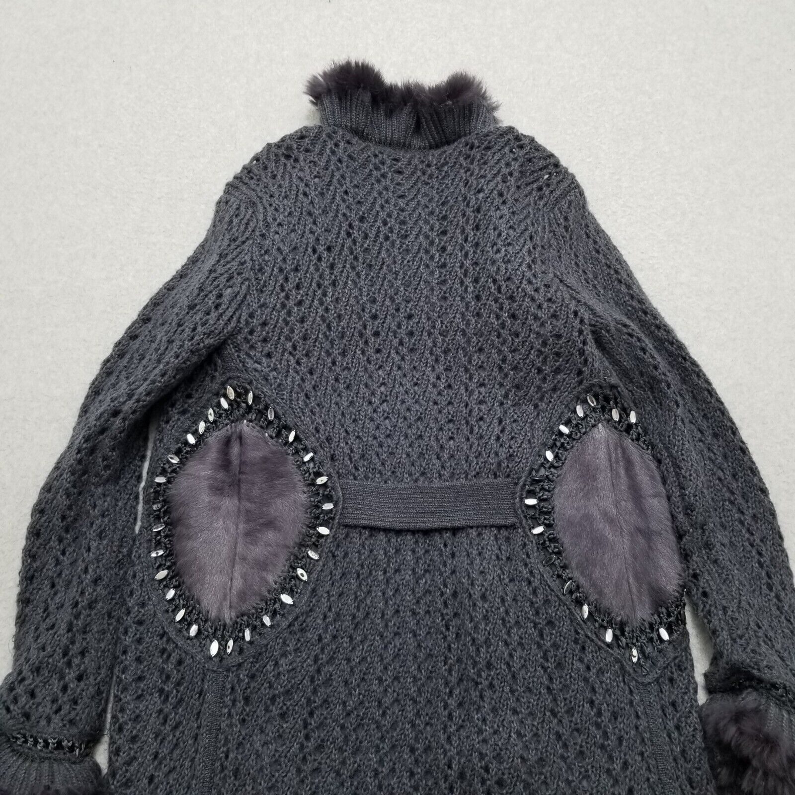 Other Ebene By Patrick Assuline Cardigan Womens 2 Gray Rabbit Fur Size XS / US 0-2 / IT 36-38 - 6 Thumbnail