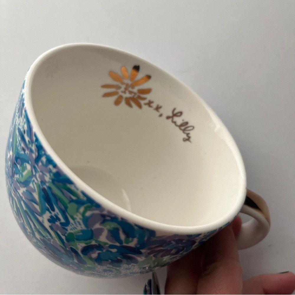 Lilly Pulitzer Lilly Pulitzer Ceramic Blue Floral 12 oz Coffee Cup Mug Size ONE SIZE - 4 Thumbnail