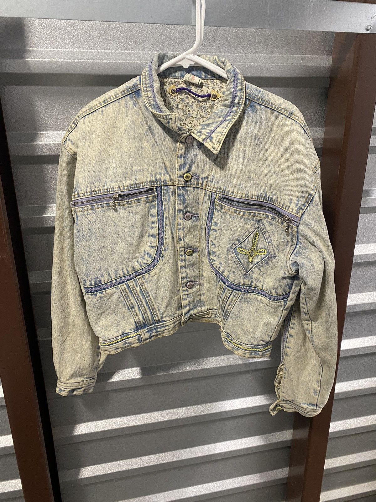 Vintage 1980’s Major Damage Embroidered Denim Jacket Size L / US 10 / IT 46 - 2 Thumbnail