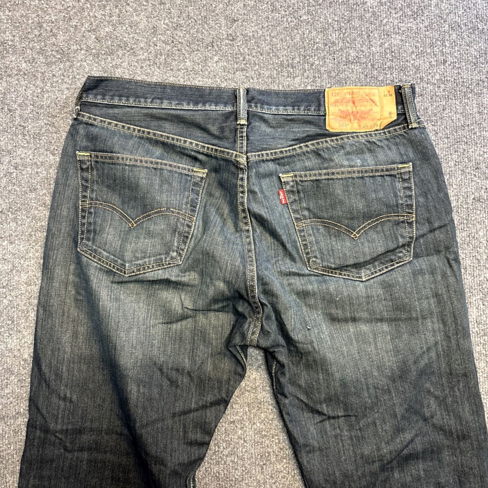 Levi's Levi’s 501 Jeans 36 X 29 Dark Blue Denim Button Fly Straight Men Regular Size: 36 Inseam 29 Size US 36 / EU 52 - 7 Thumbnail
