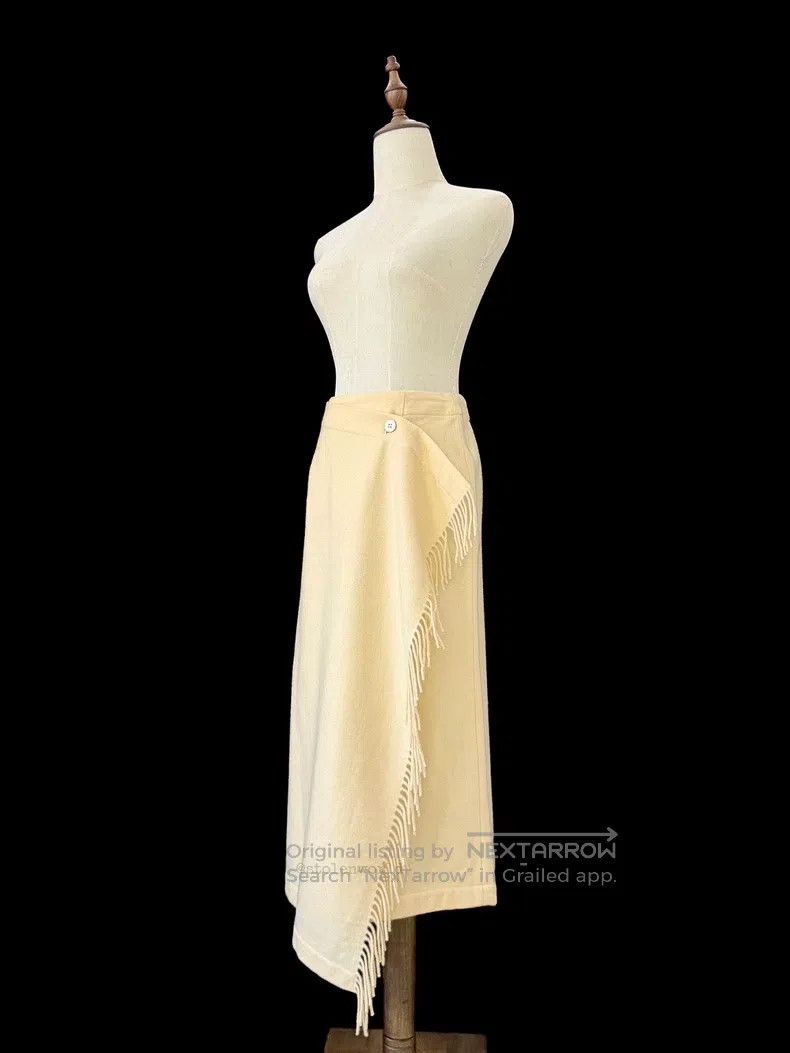 Comme des Garcons Comme des Garcons size S Beige Fringe Wool Skirt Size 22" - 8 Thumbnail