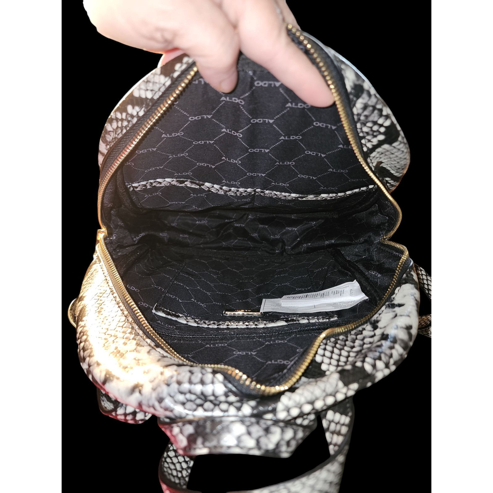 Aldo Aldo Womens Faux Leather black, gray, white backpack Size ONE SIZE - 3 Thumbnail