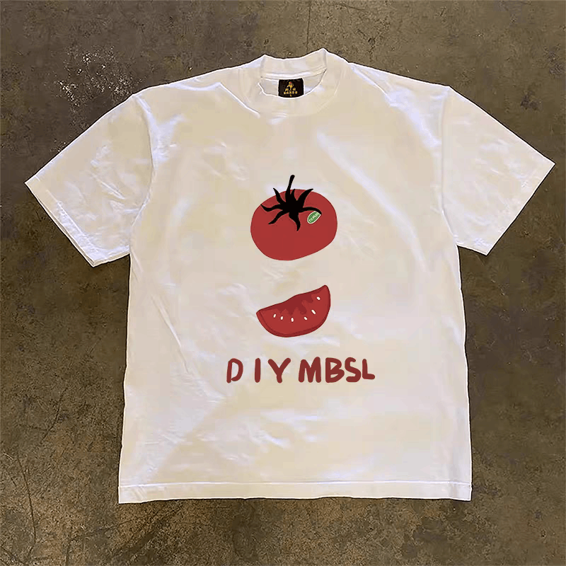 Japanese Brand × Vintage White casual retro tomato pattern loose t-shirt Size US M / EU 48-50 / 2 - 1 Thumbnail