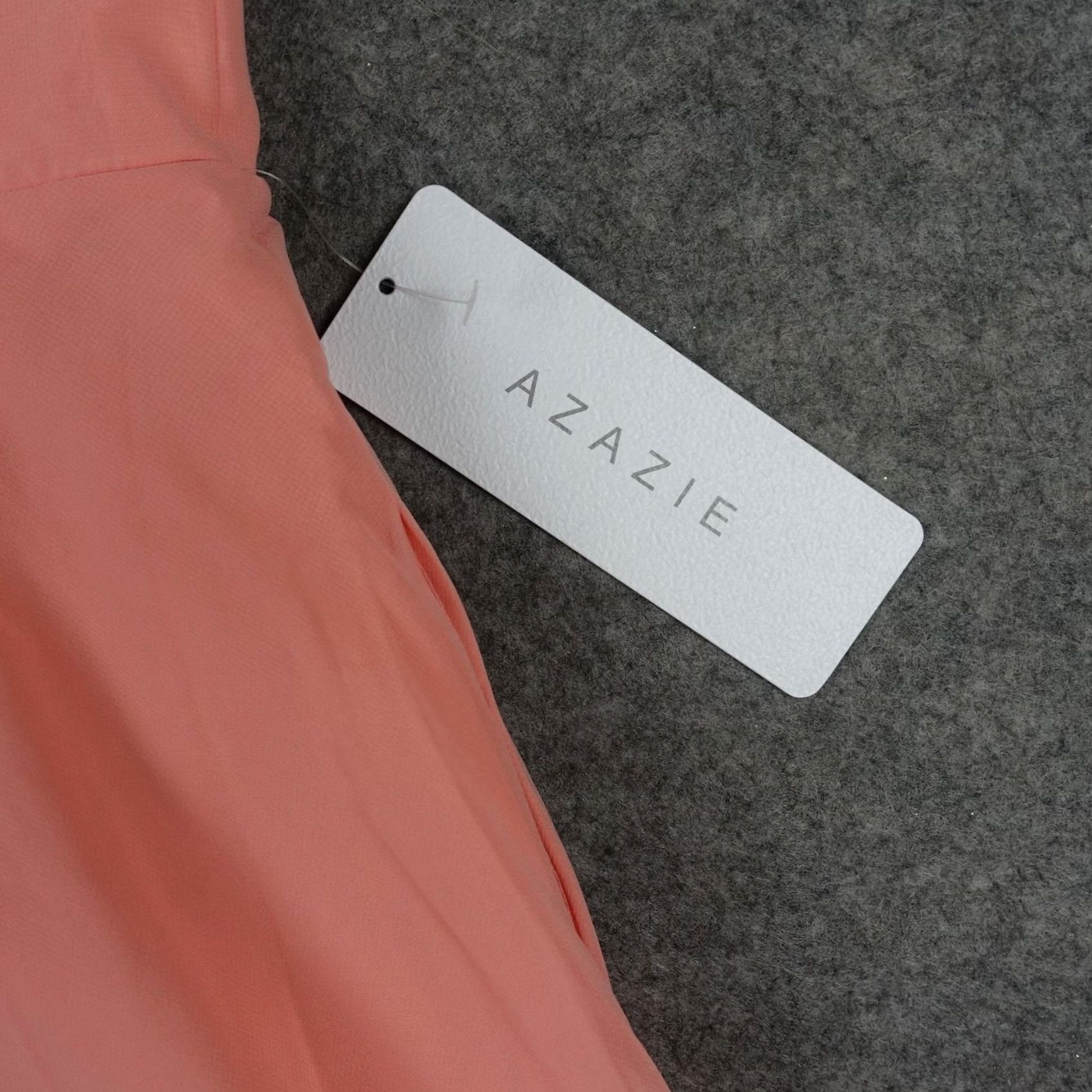 Vintage Azazie Dress Womens 6 Chiffon V-Neck A Line Knee Length Coral Pink Strap Sleeveless Zip Formal Wedding Party Couture Size M / US 6-8 / IT 42-44 - 7 Thumbnail