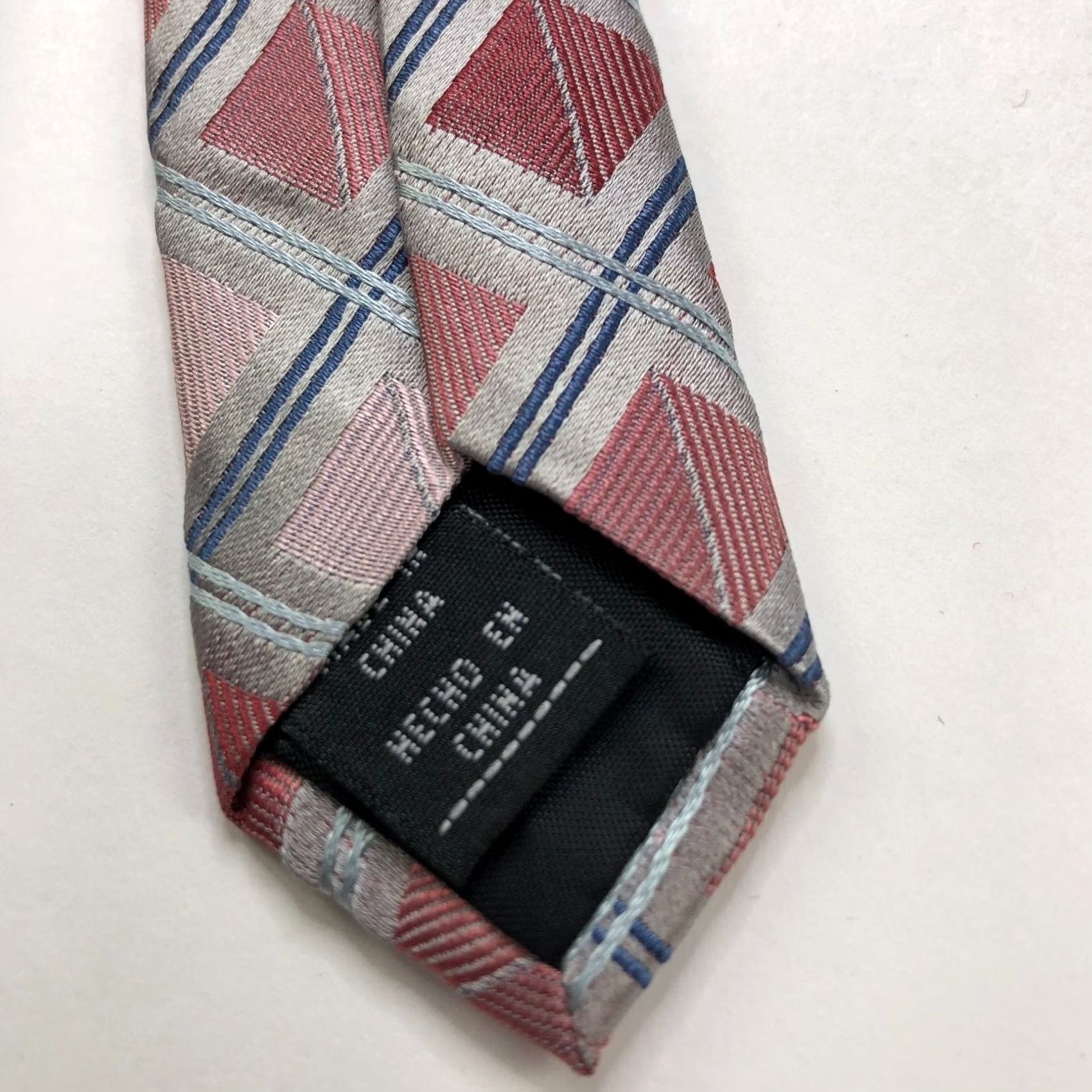 Stafford VINTAGE Stafford Pink Gray 100% Silk Neck Tie Men Geometric 3.5-in 58-in Mens Tie Size ONE SIZE - 6 Thumbnail