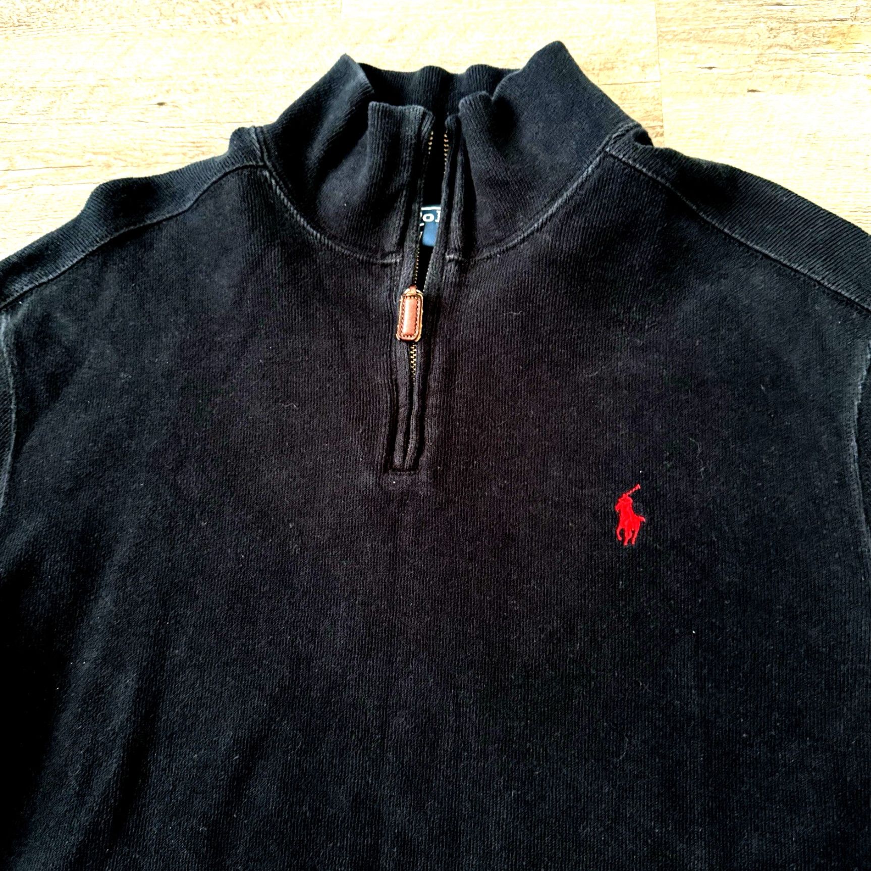 Polo Ralph Lauren Polo Ralph Lauren Sweater Mens Large Estate Rib 1/4 Zip Pullover Black Cotton Mock Neck Long Sleeve Pullover Classic Casual Designer 1/4 Zip Size US L / EU 52-54 / 3 - 3 Thumbnail