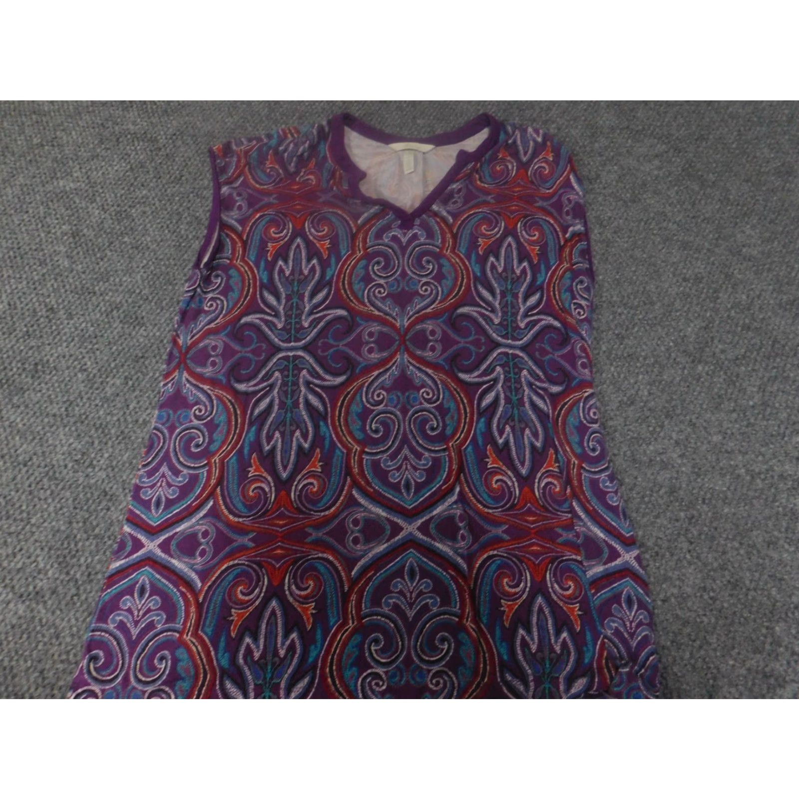 Vintage Soma Womens Blouse M Purple Stretch Solid Long Sleeve Collared Pullover Casual Cap Sleeve Ruffle Polyester Woven Regular Classic Basic Size M / US 6-8 / IT 42-44 - 2 Thumbnail