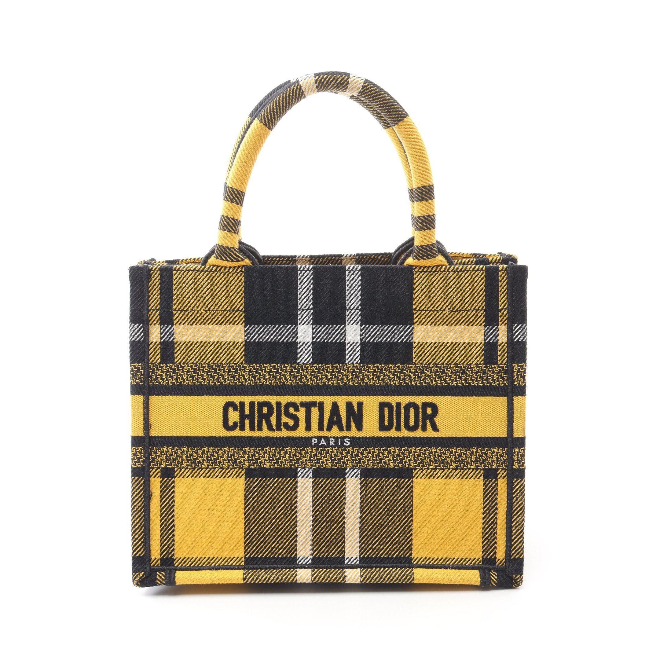 Dior Dior Book Tote Small Handbag Bag Canvas Yellow Black White Size ONE SIZE - 1 Thumbnail