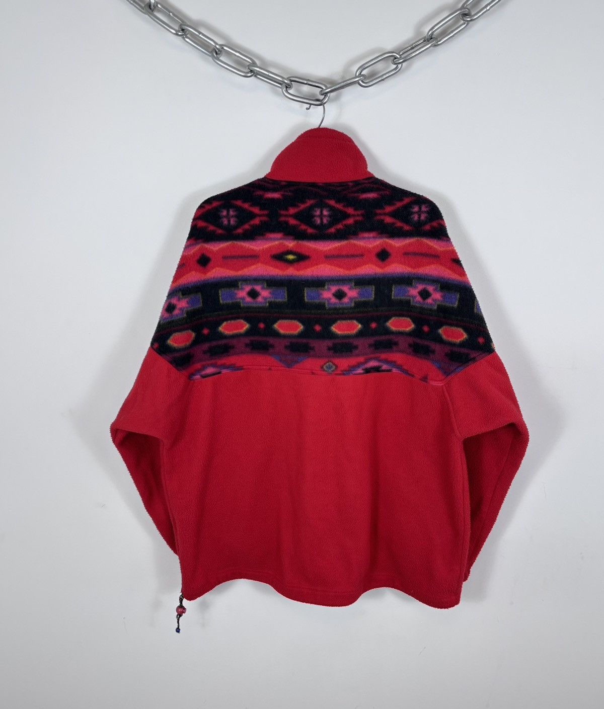 Vintage Vintage Body Guard Men’s Aztec Red 1/4 Zip Fleece Jacket Size US XL / EU 56 / 4 - 13 Thumbnail