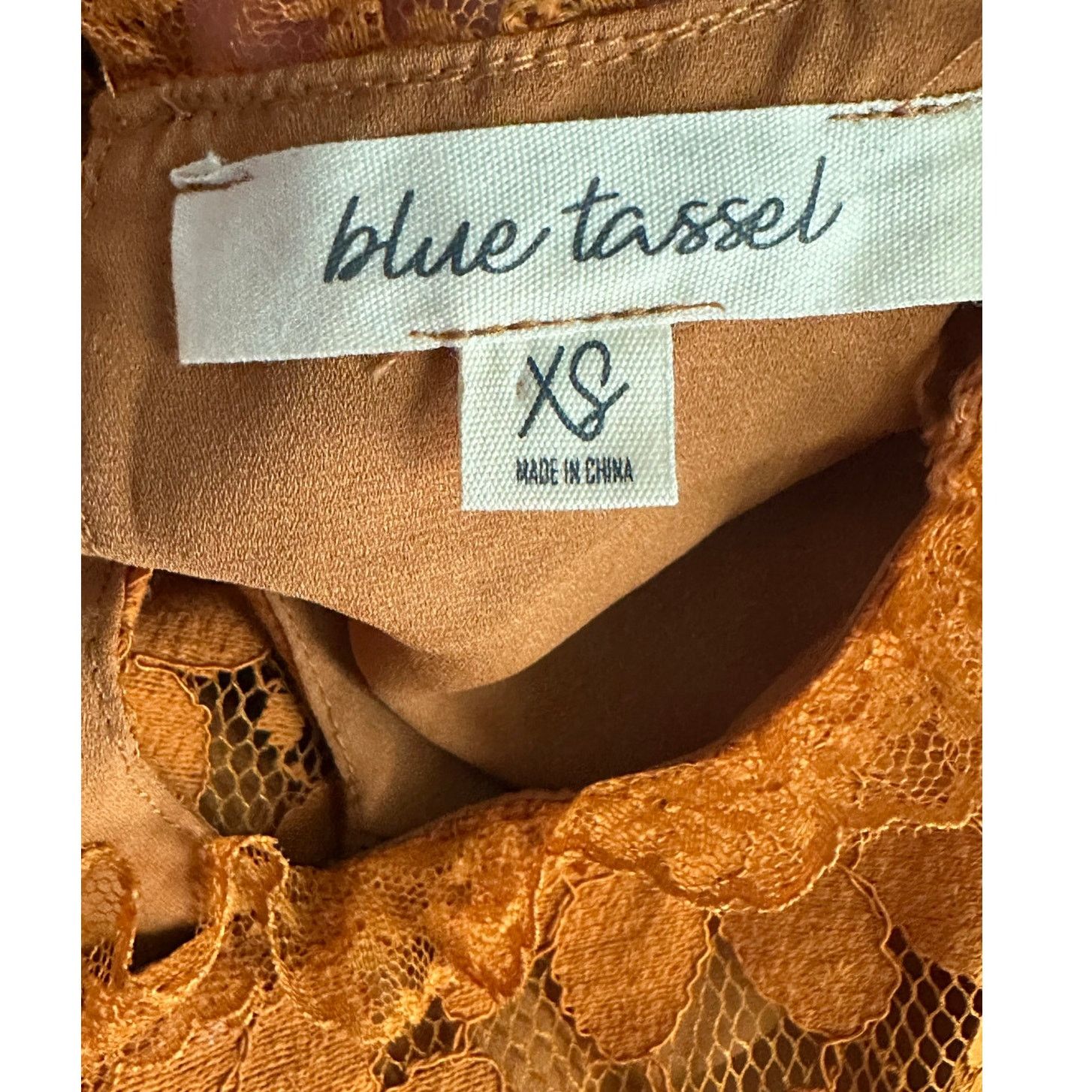 Anthropologie Blue Tassel gold floral lace tiered tunic mini dress size XS Size XS / US 0-2 / IT 36-38 - 3 Thumbnail