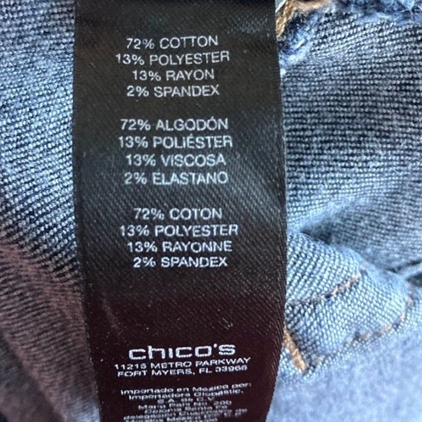 Vintage Chicos Womens Jeans Blue Mid Rise So Slimming Lifting Straight Stretch 1 Jeans Women Regular 31 Inseam 5-Pocket Denim Modern Casual — Mens? Size 25" / US 0 / IT 36 - 5 Thumbnail