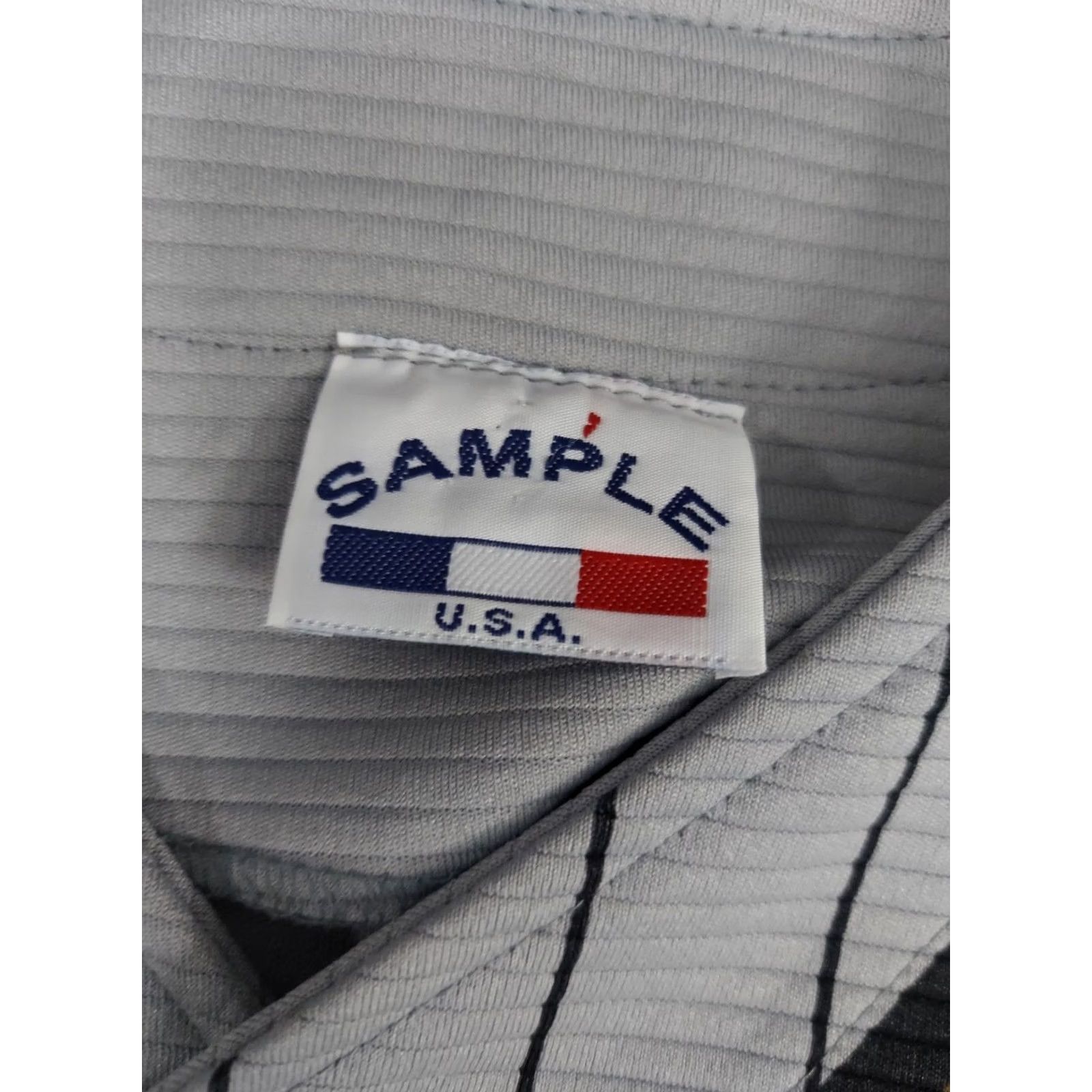 Vintage New York Jersey Mens Large Gray Striped Baseball Button Usa Sports Sample, Men's — image 4 of 6